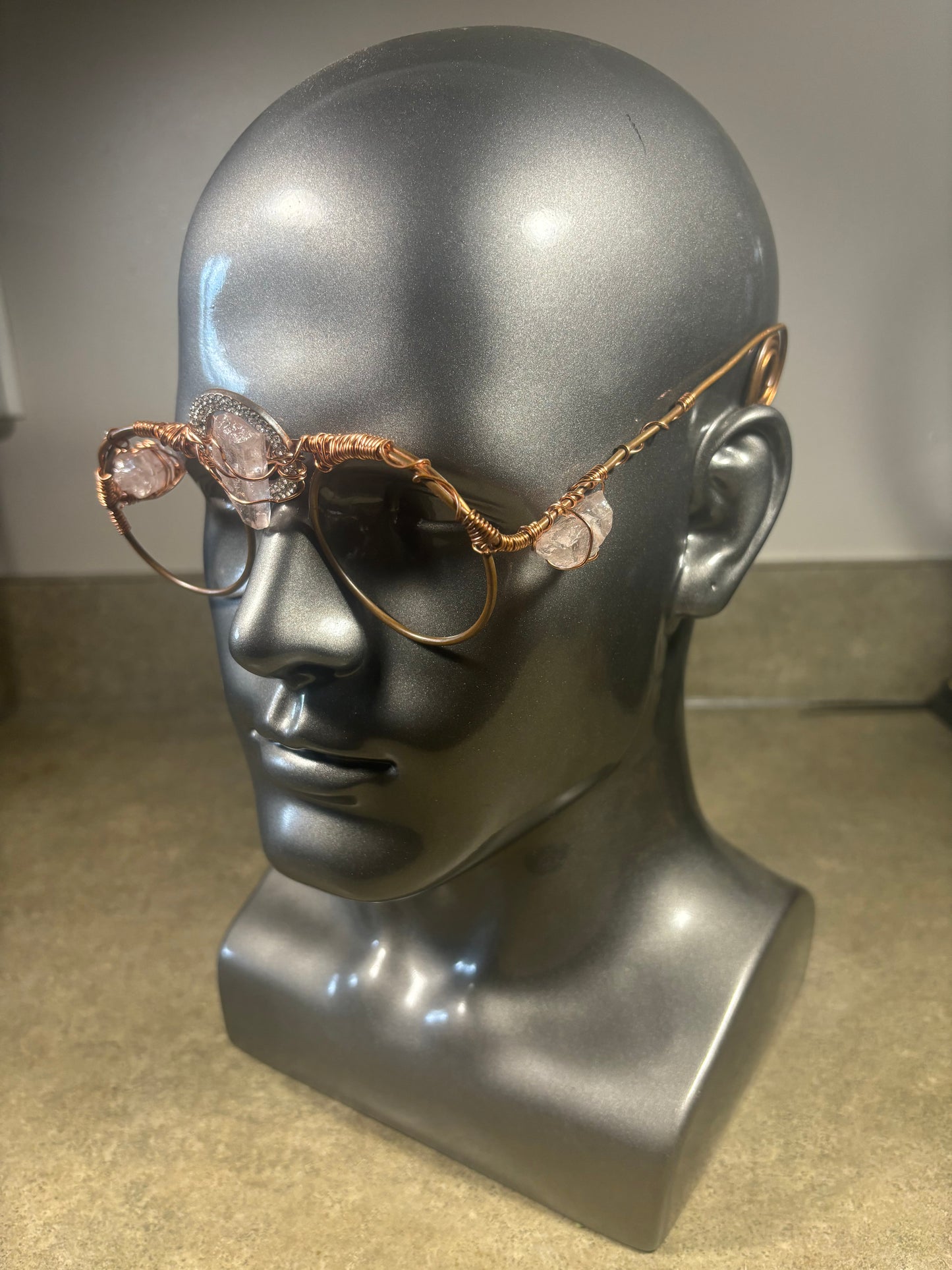 Rose Quartz Copper Frame Glasses