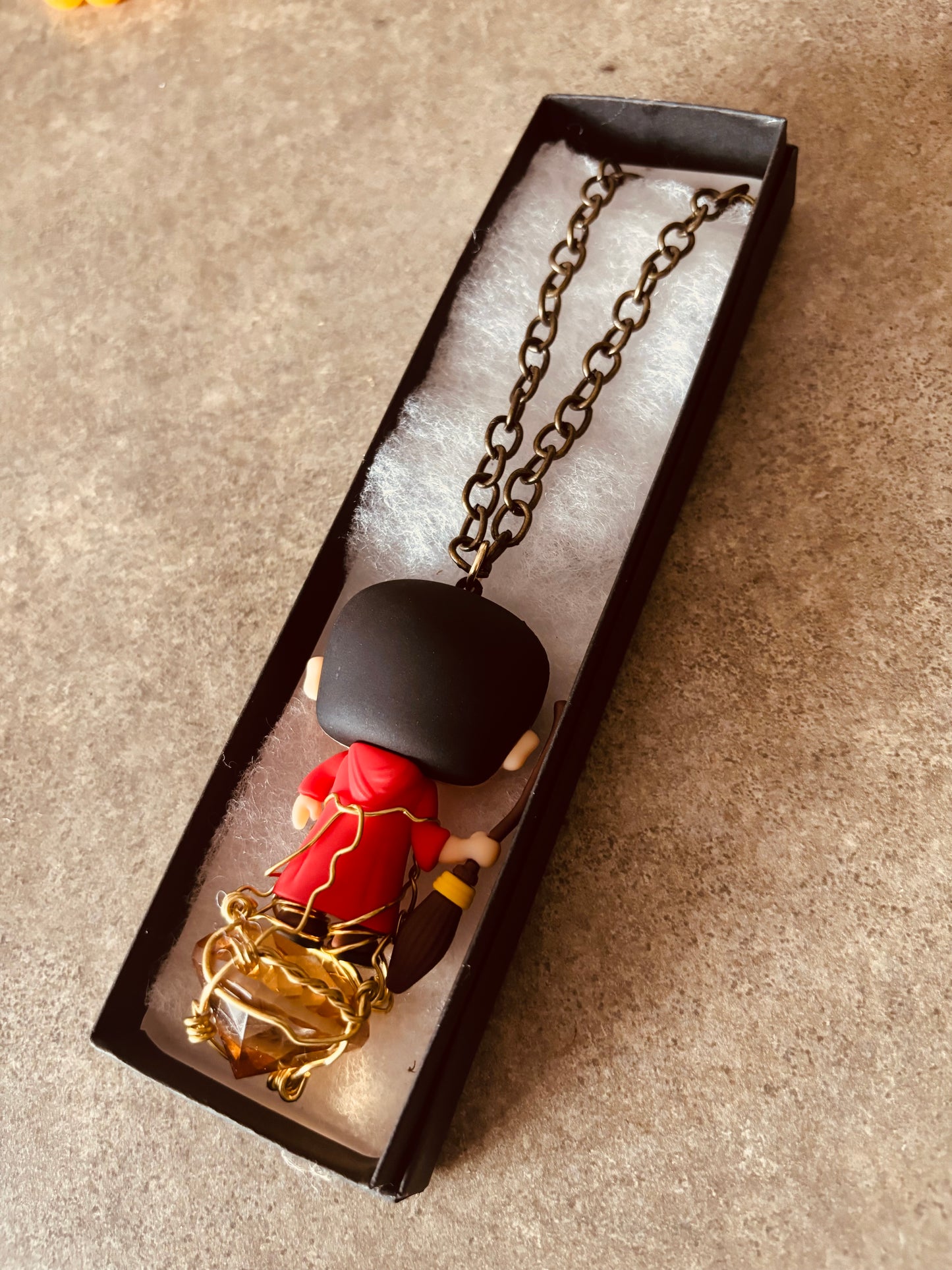 Harry Potter Brass Faceted Cut Diamond Glass Necklace