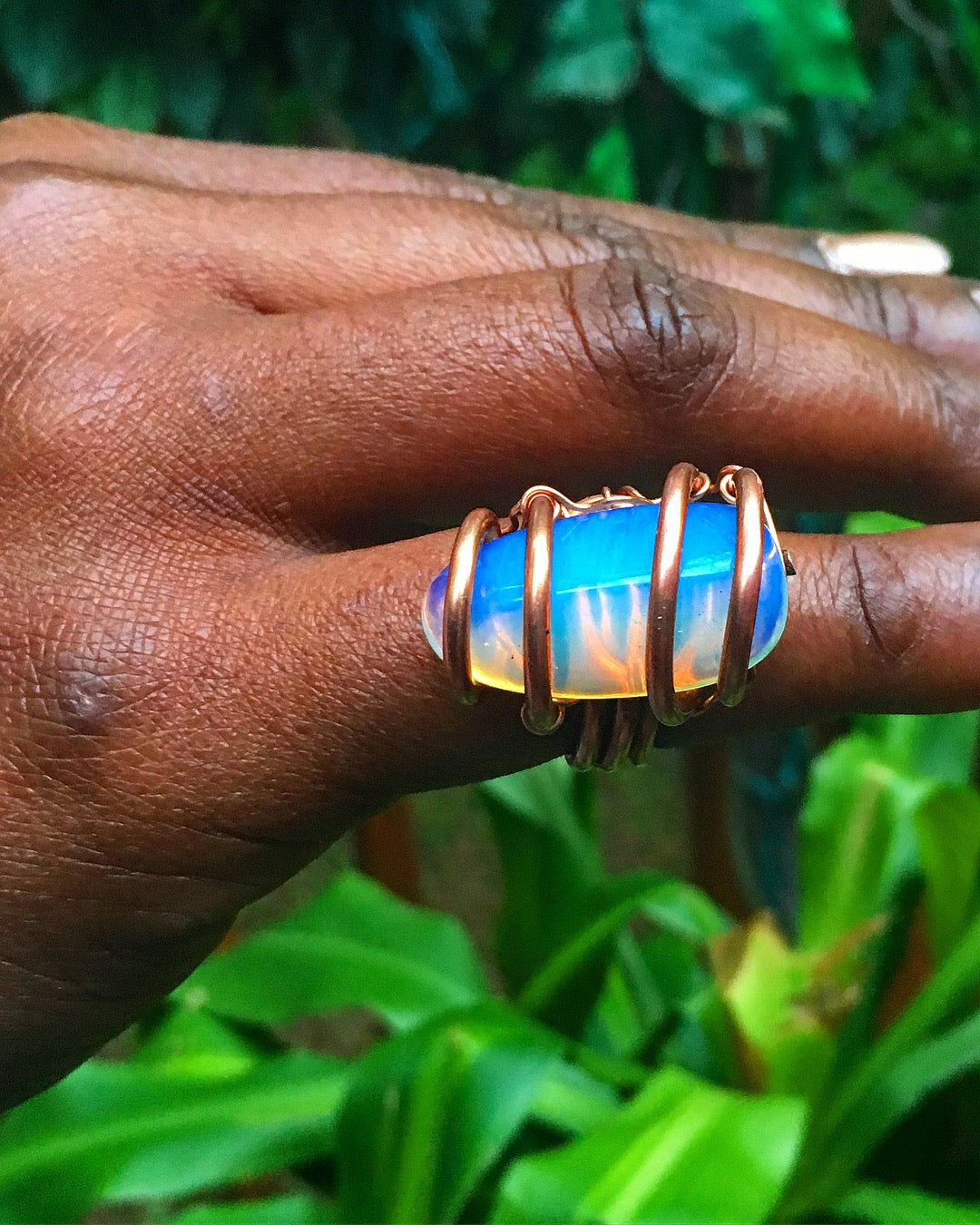 Opalite Copper Bracelet & Ring Set