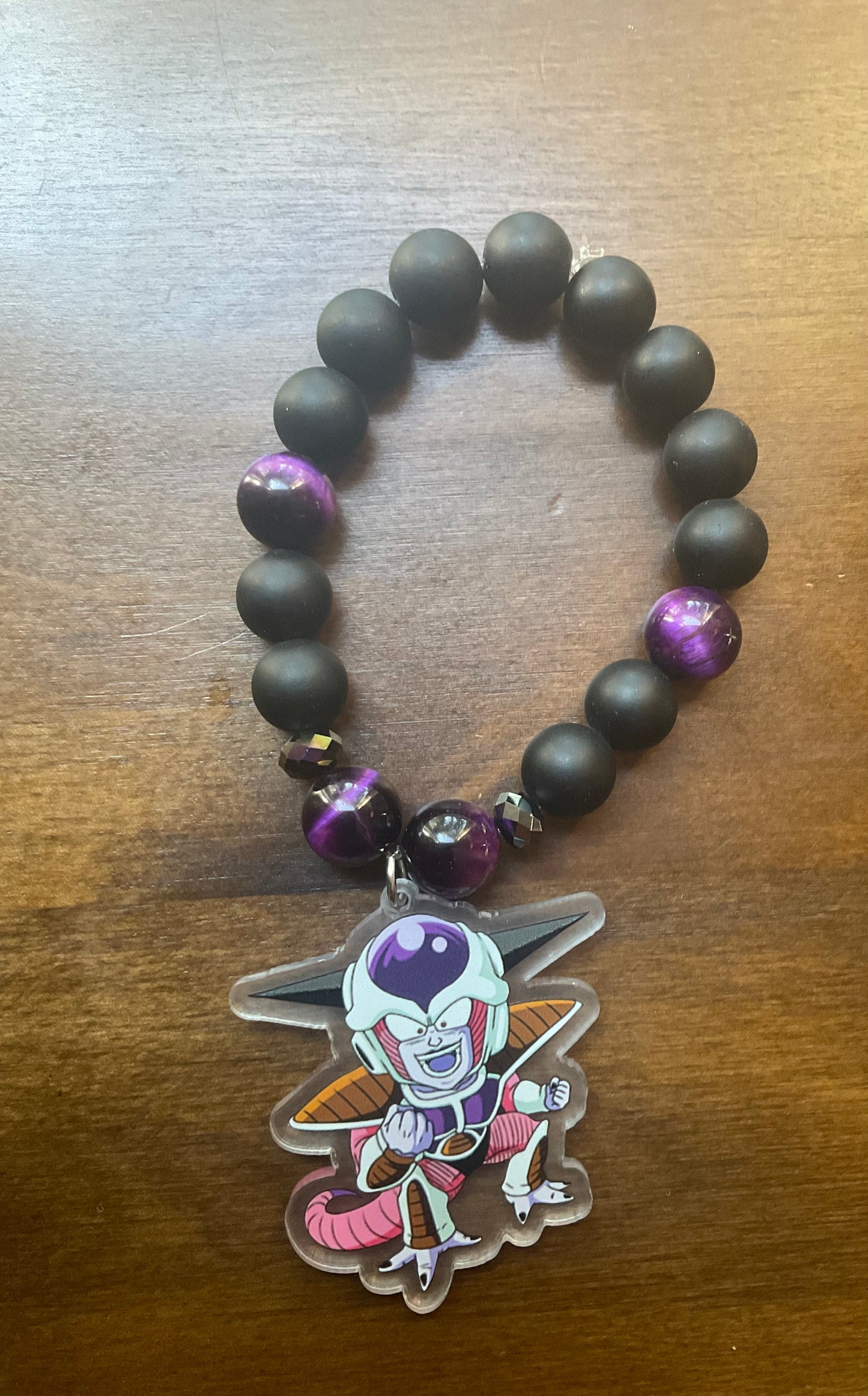 Matte Black Onyx & Purple Tiger’s Eye Frieza-Inspired Bracelet