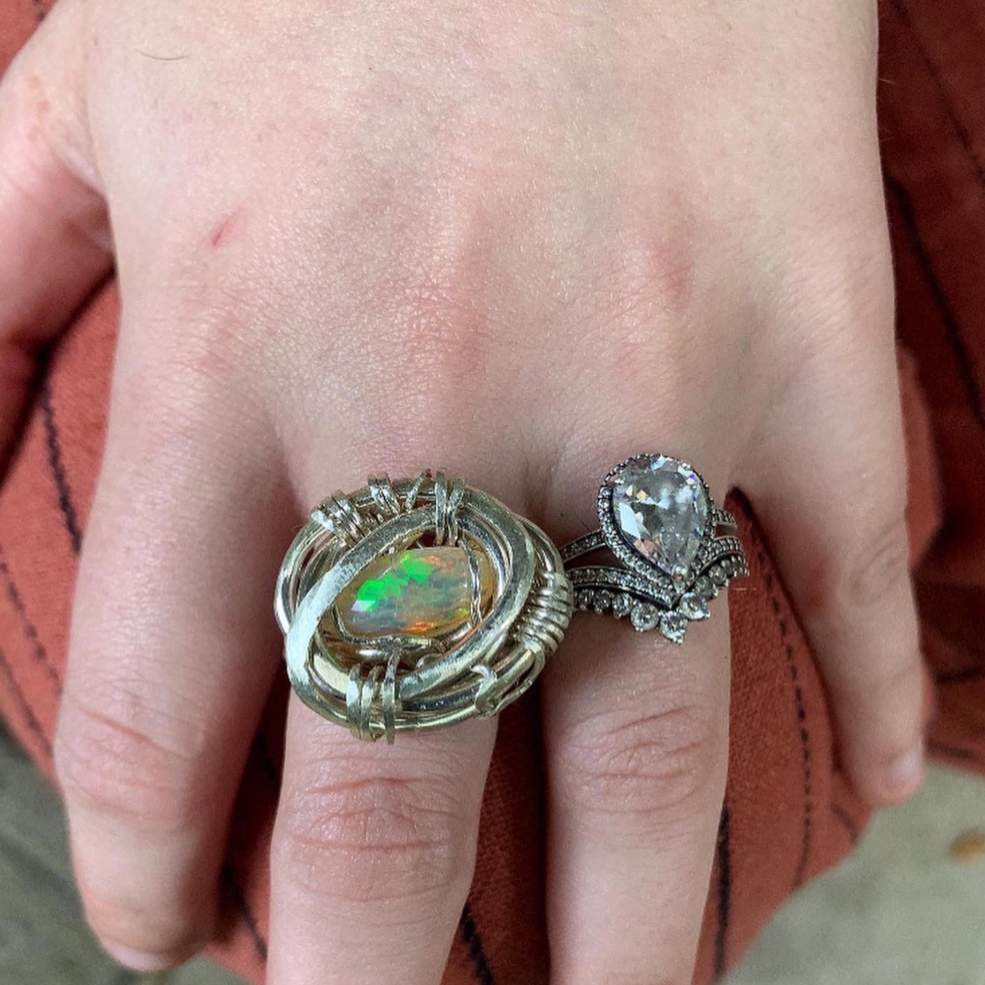 Sterling Silver Ethiopian Fire Opal Ring