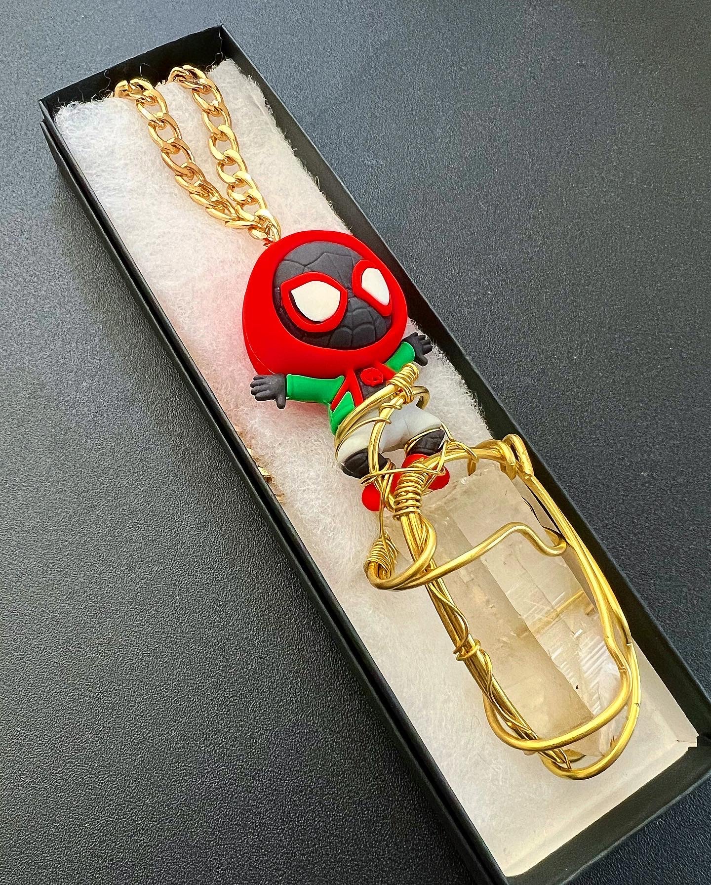Miles Morales Brass Spider-Man Quartz Amulet