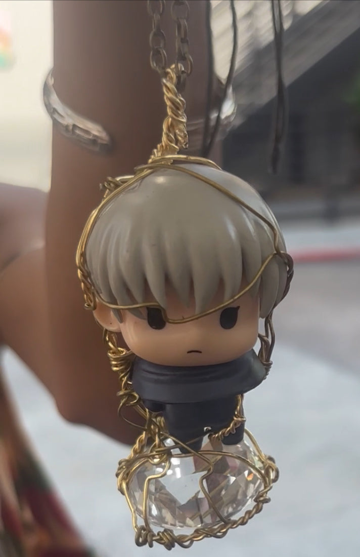 Jujutsu Kaisen Toge Inumaki-Inspired Glass and Brass Necklace