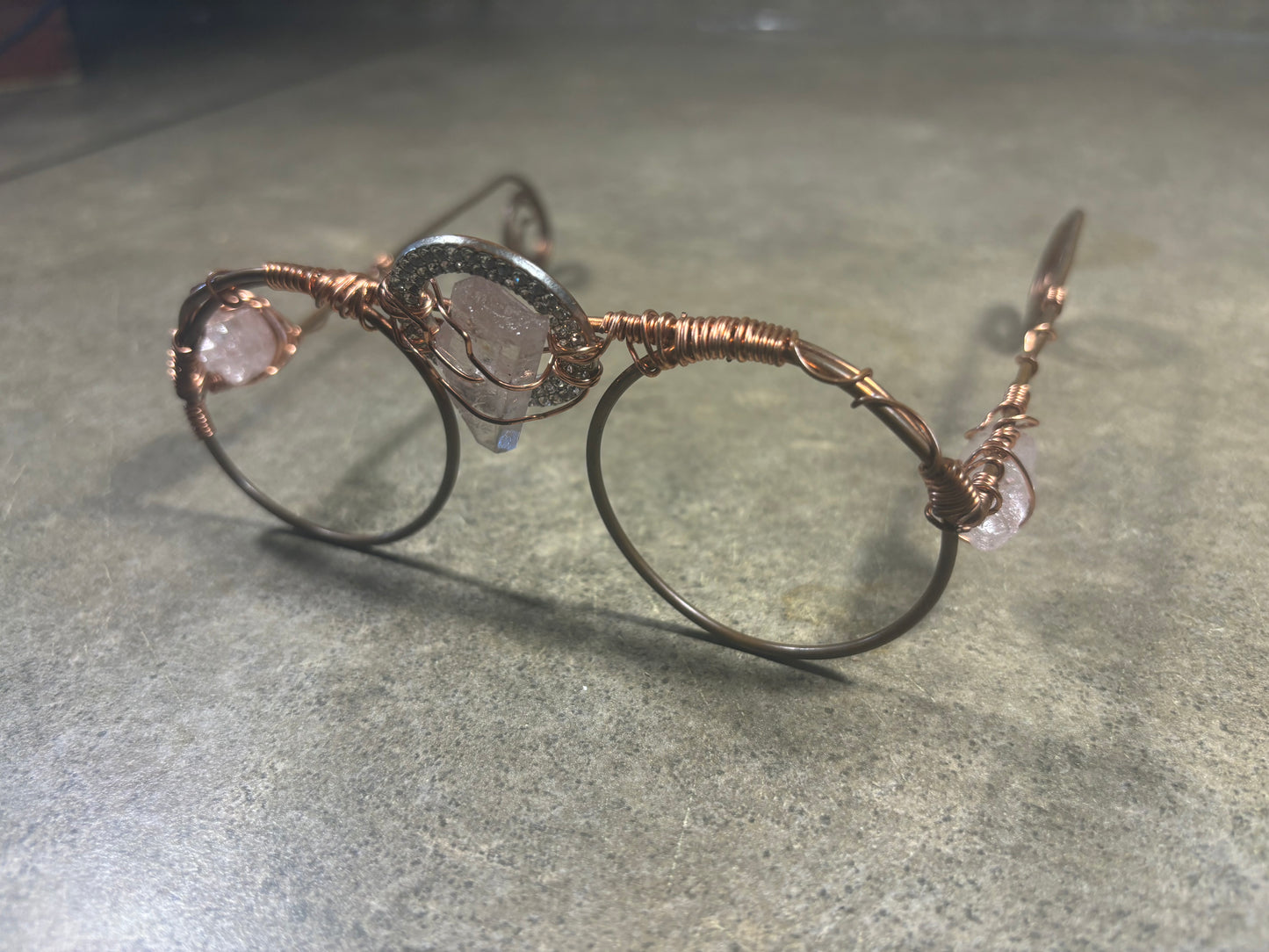 Rose Quartz Copper Frame Glasses