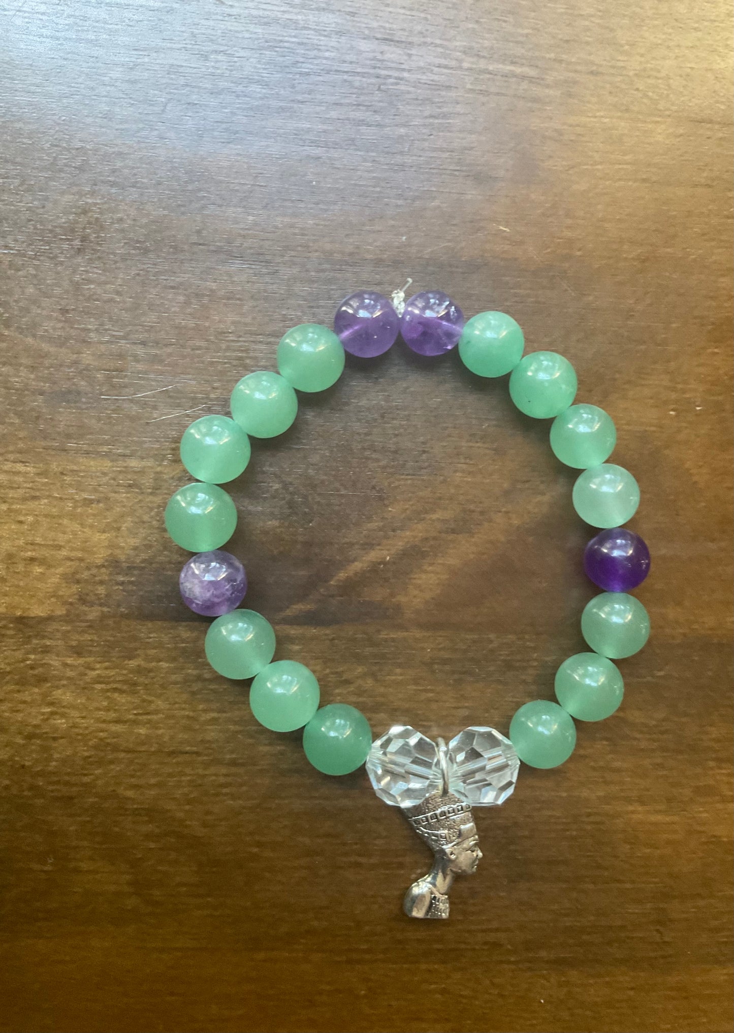 Nefertiti Aventurine, Amethyst & Clear Quartz Bracelet