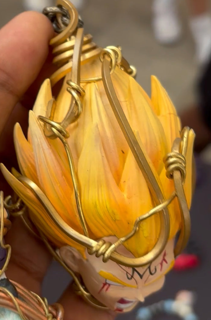 Majin Vegeta Head Necklace with Copper and Brass Accents