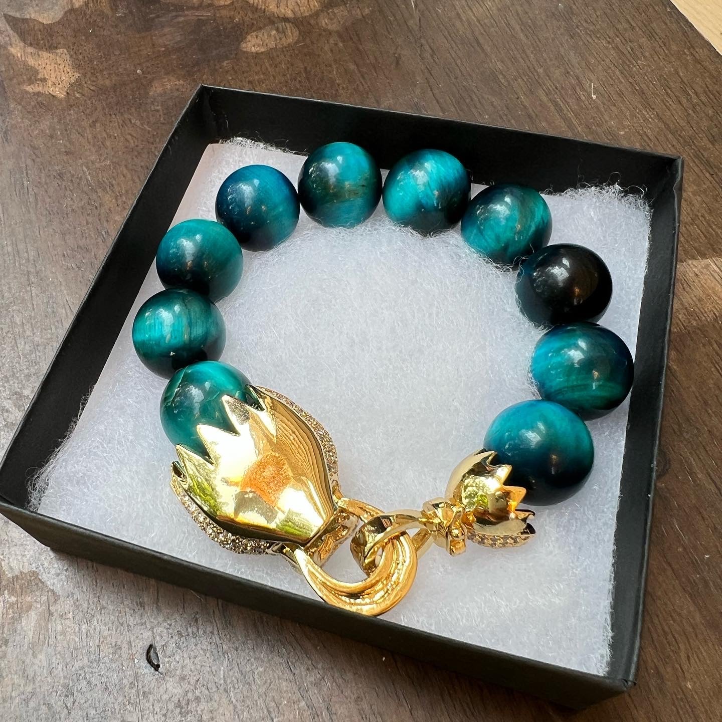 Tibetan Dragon Blue Tigers Eye Bracelet
