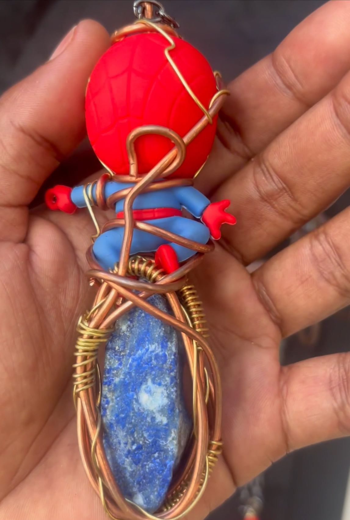 Spider-Man-Inspired Sodalite Bracelet with Copper and Brass Accents
