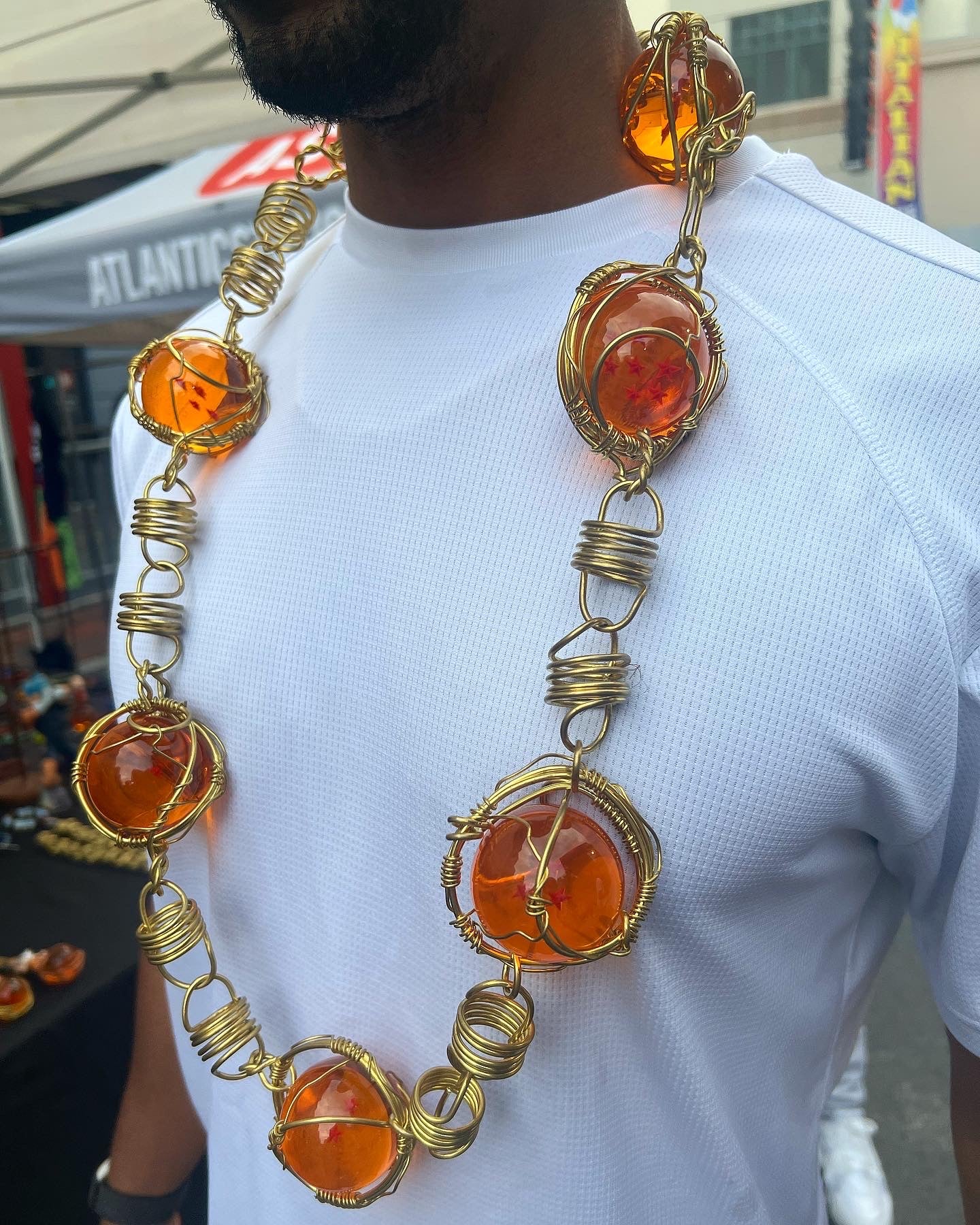 Orange Super 7 DragonBall Brass Necklace
