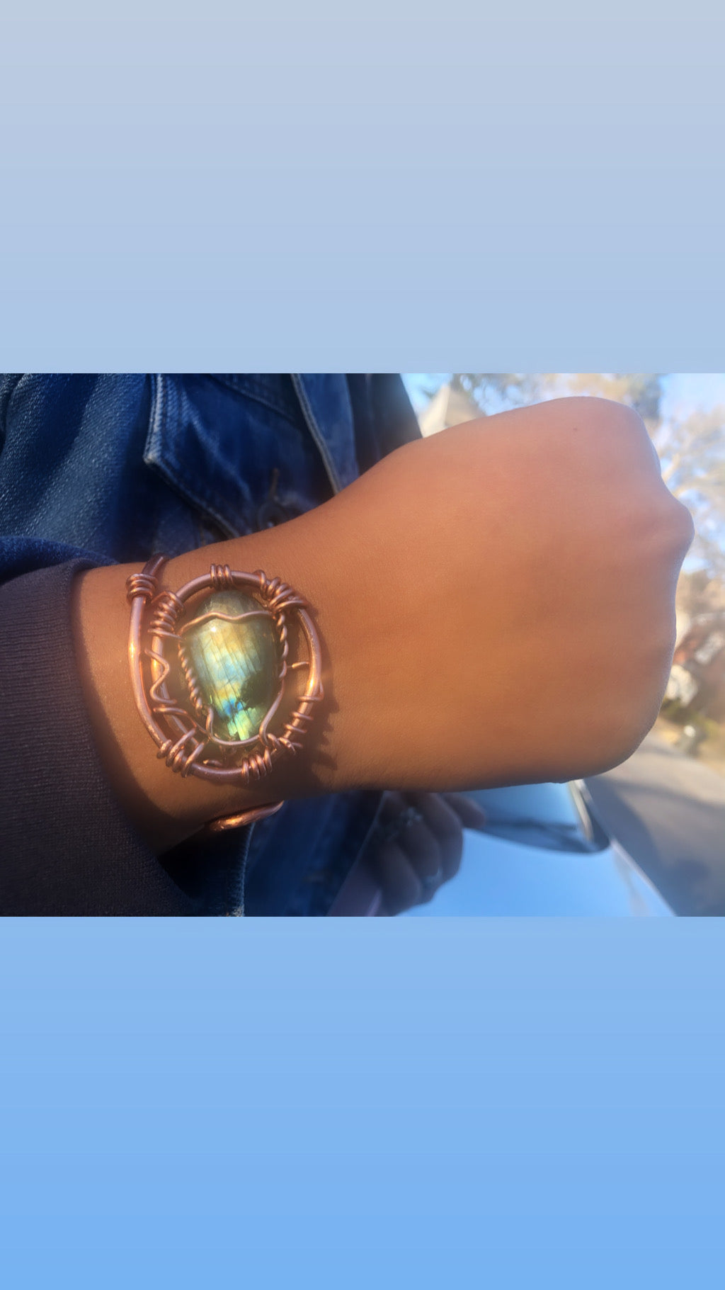 Labradorite Copper Bangle Bracelet