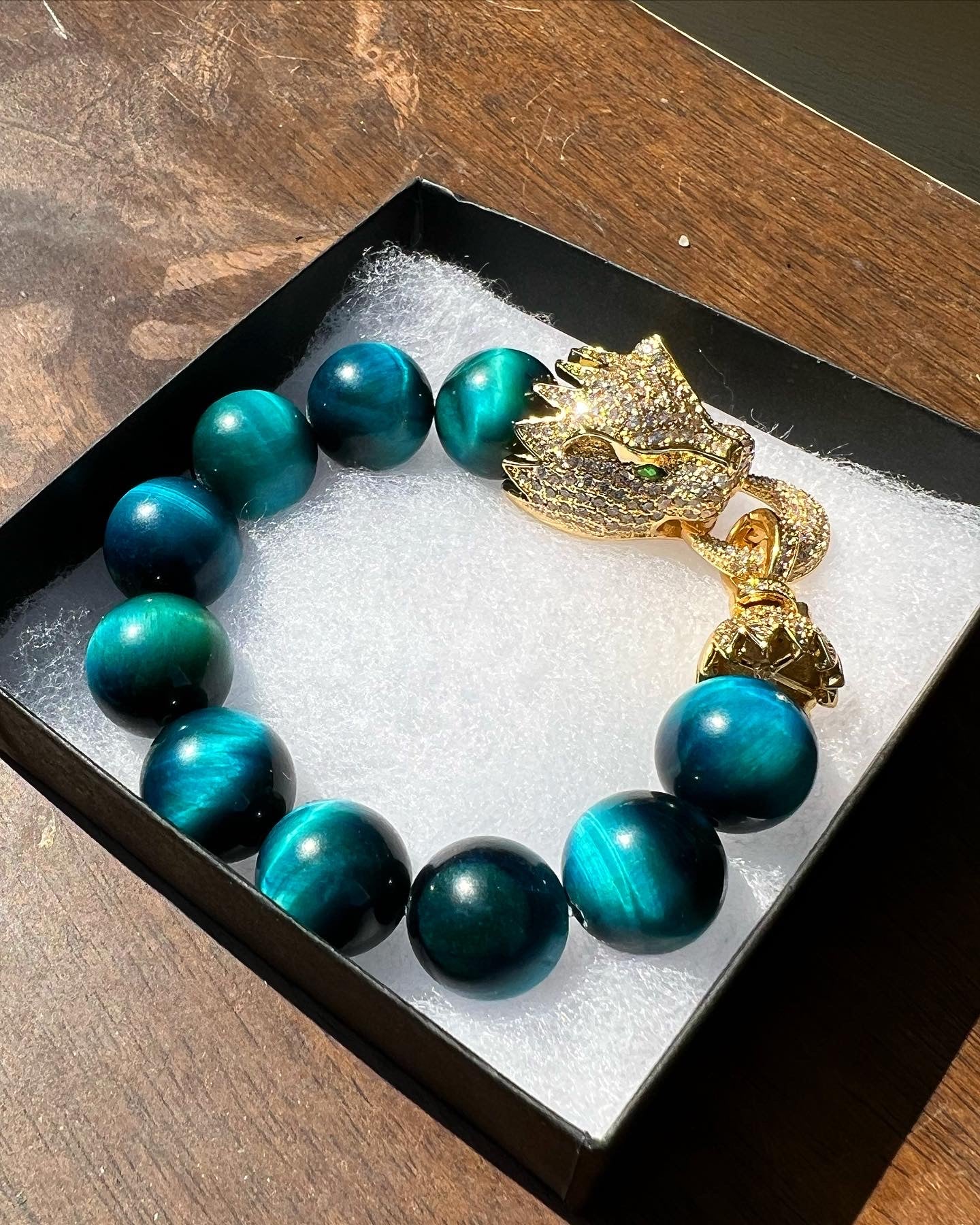 Tibetan Dragon Blue Tigers Eye Bracelet