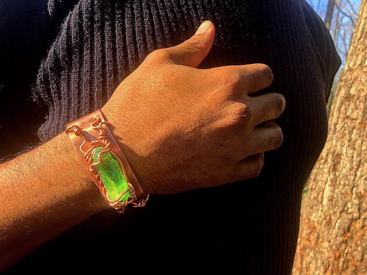 Green Apple Aura Quartz Cosmic Cuff