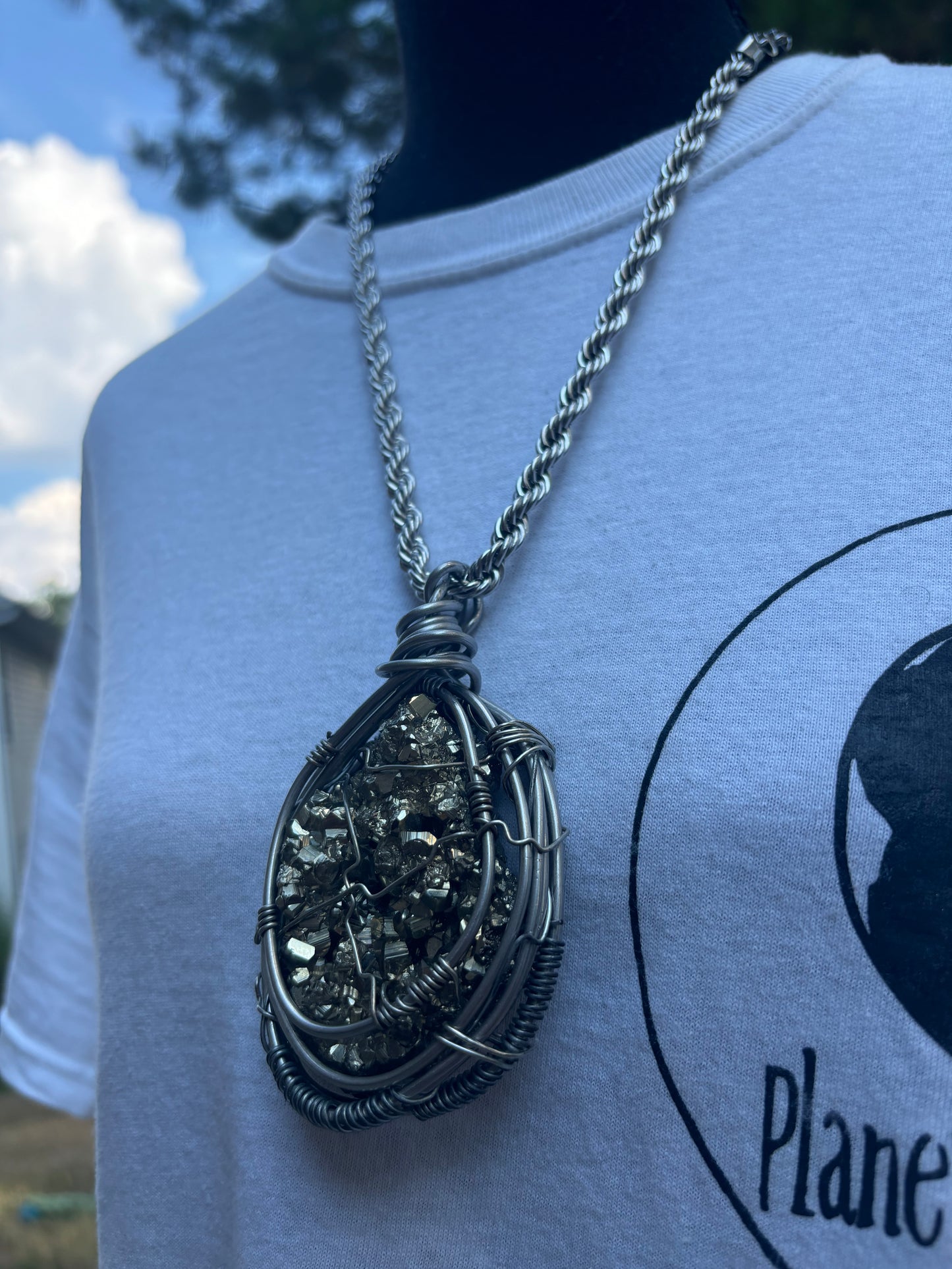 Stainless Steel Pyrite Necklace