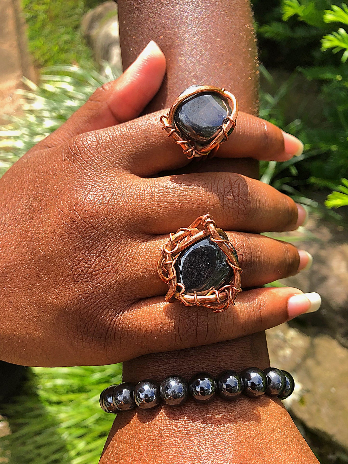Hematite Copper Ring and Bracelet Set