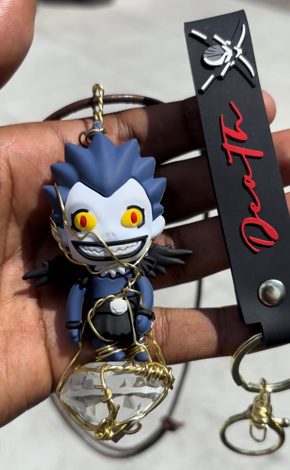 Death Note Inspired Clear Glass and Brass Elegance Necklace Set