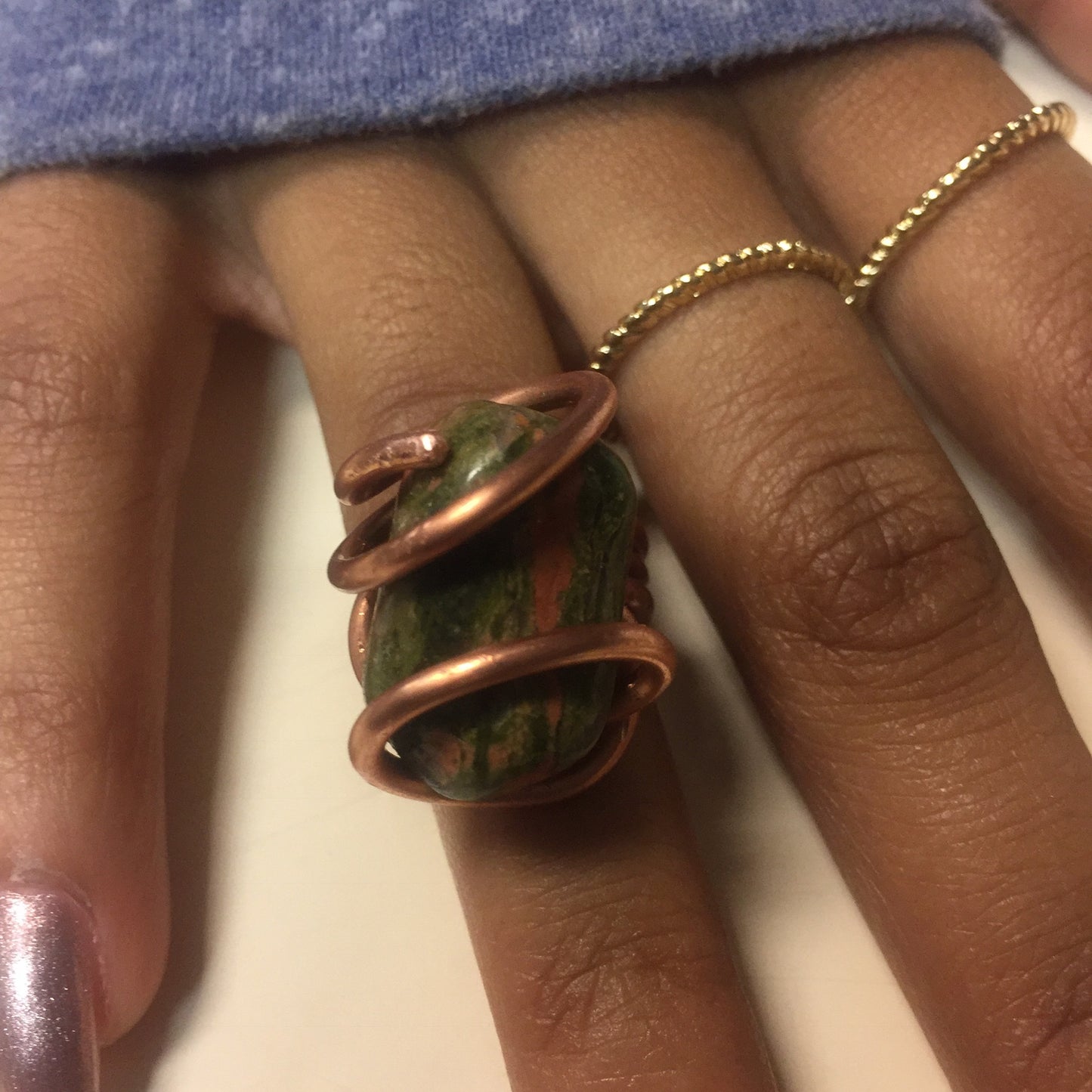 Ground Your Energy with a Unakite Copper Ring