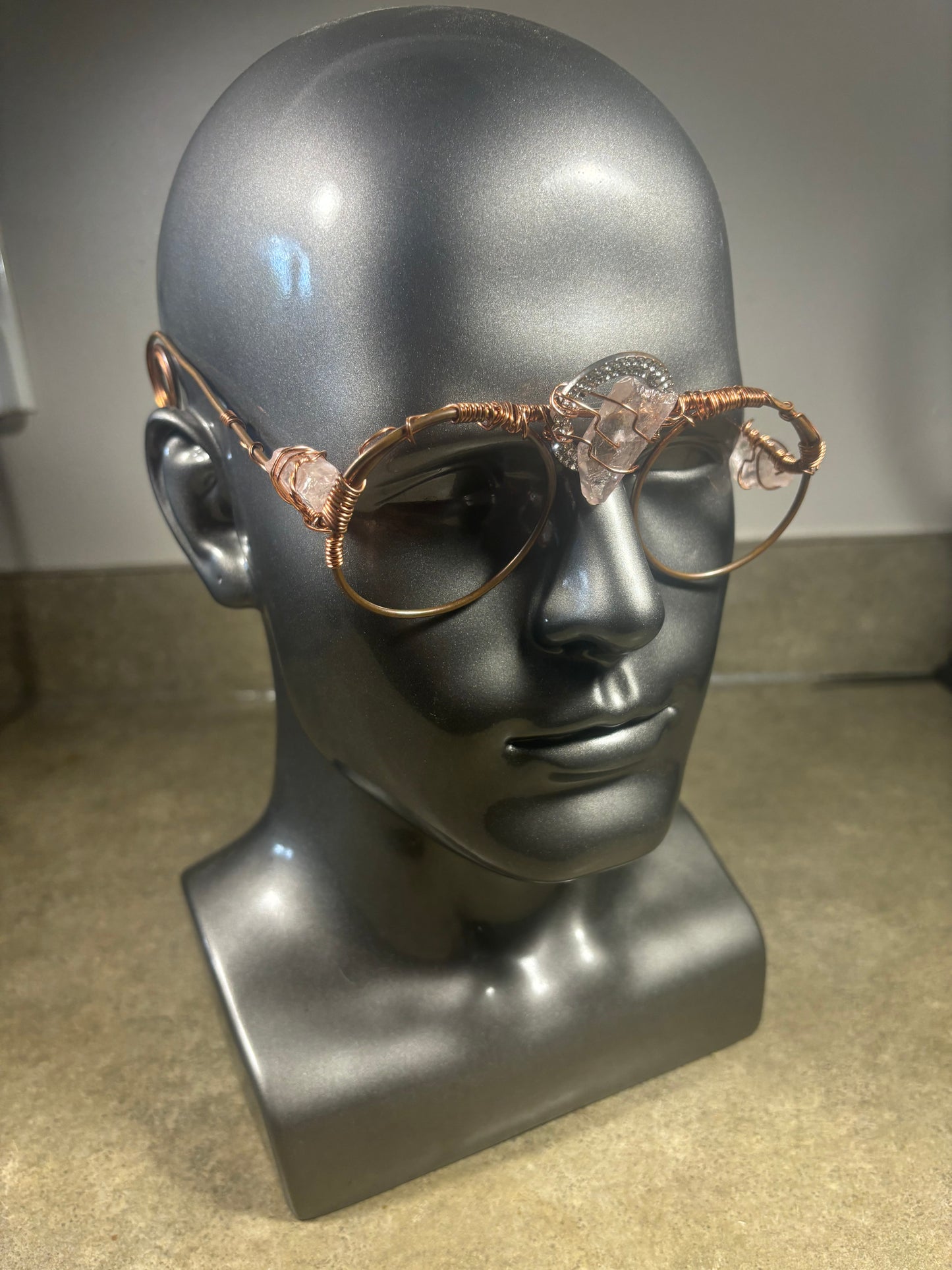 Rose Quartz Copper Frame Glasses