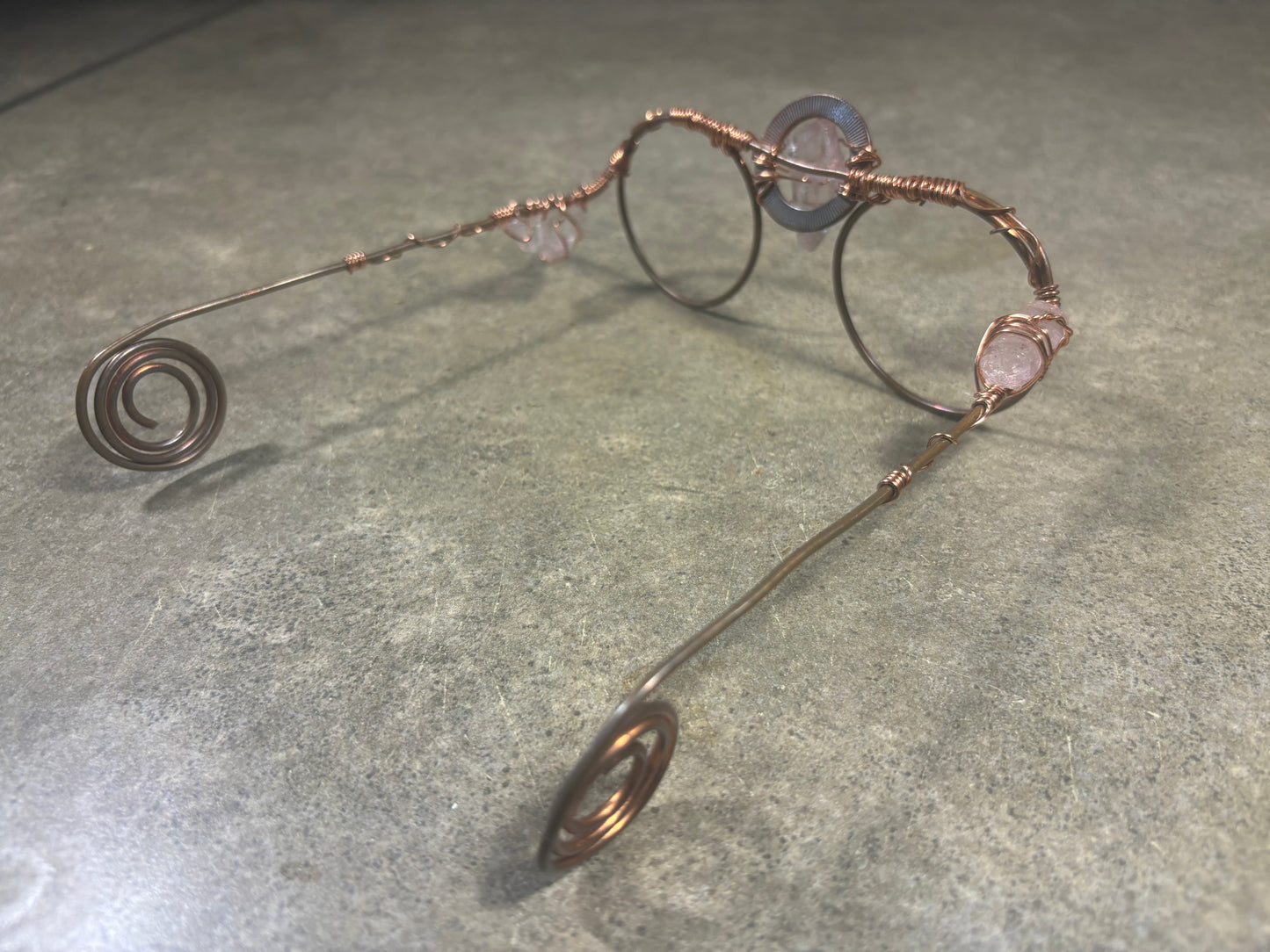 Rose Quartz Copper Frame Glasses