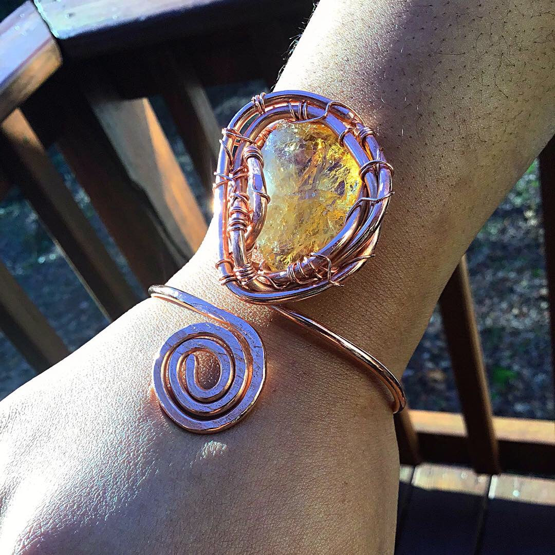 Citrine Copper Bangle Bracelet
