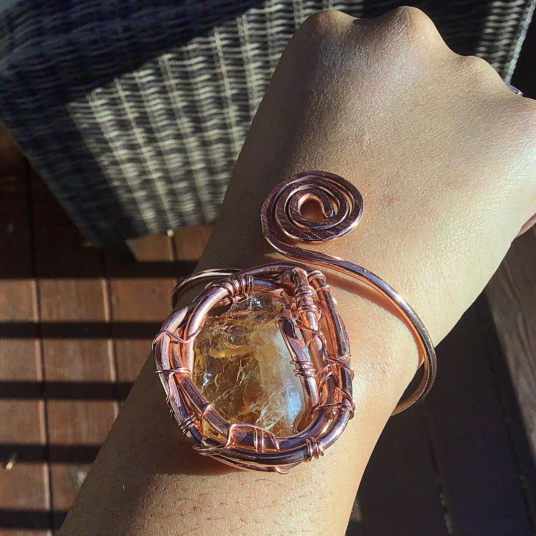 Citrine Copper Bangle Bracelet