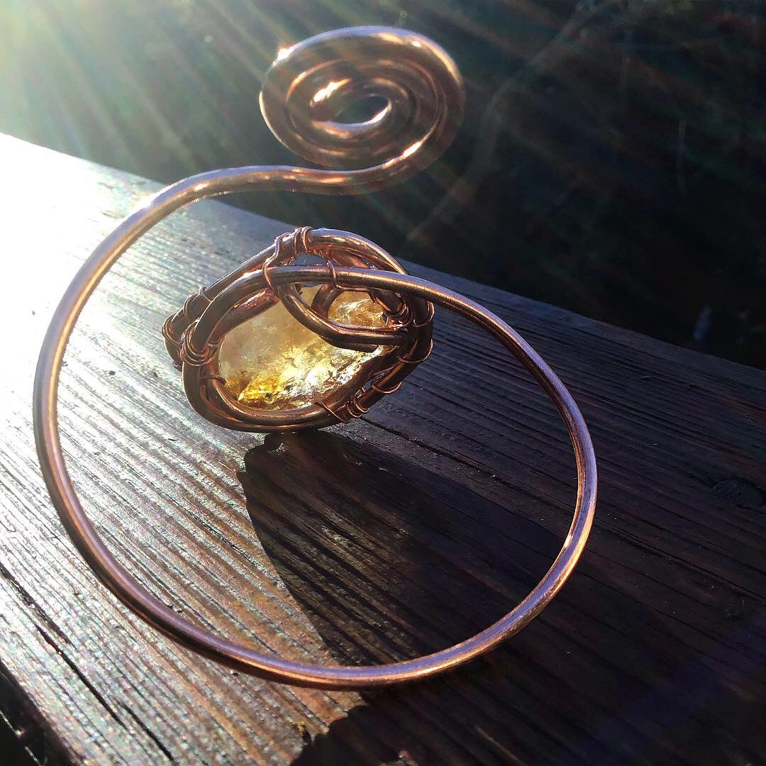 Citrine Copper Bangle Bracelet