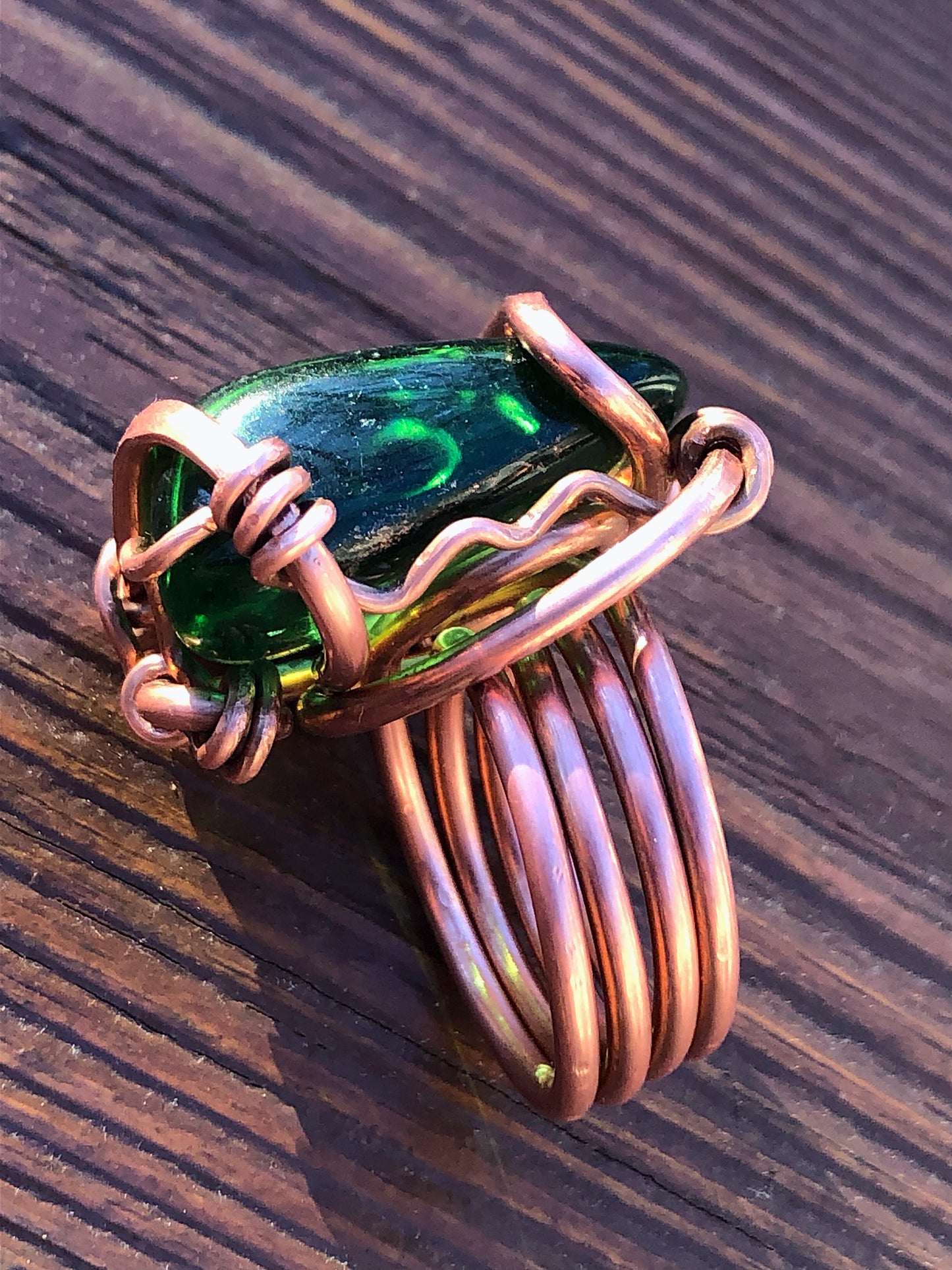 Emerald Green Obsidian Ring (Large)