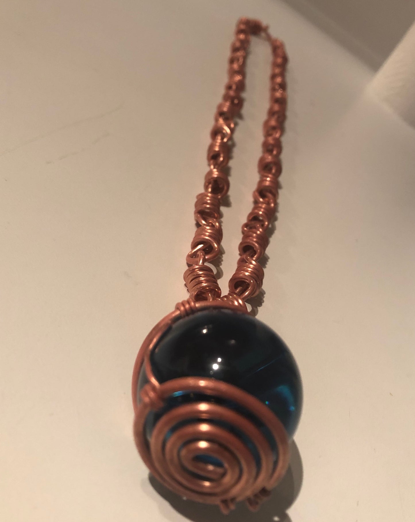 Dragon Ball Blue 7 Star Copper Coil Amulet Necklace