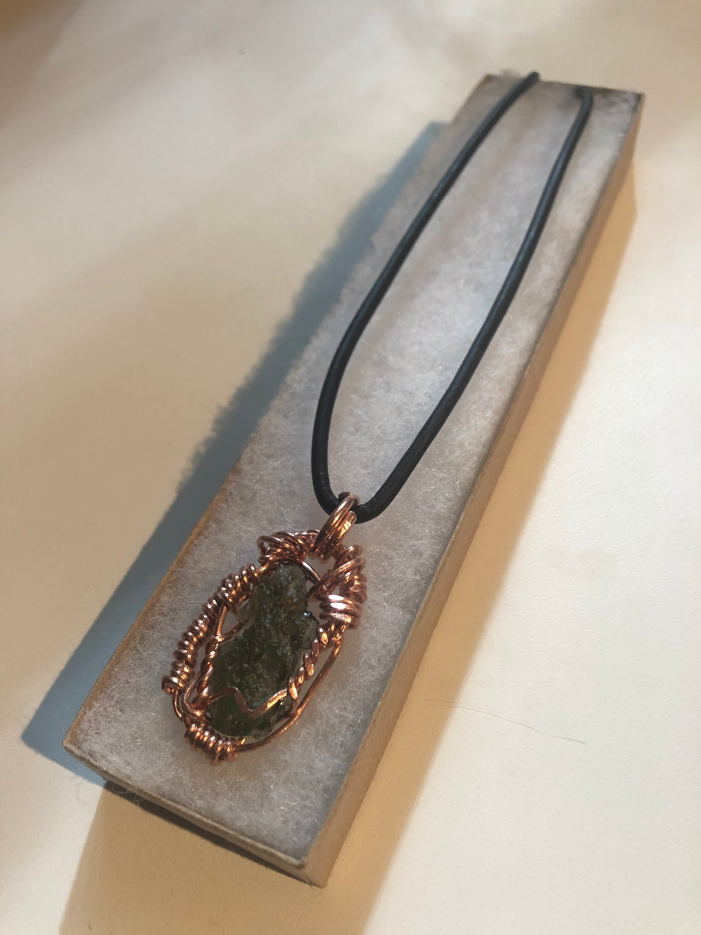 Moldavite Copper Amulet (Medium)