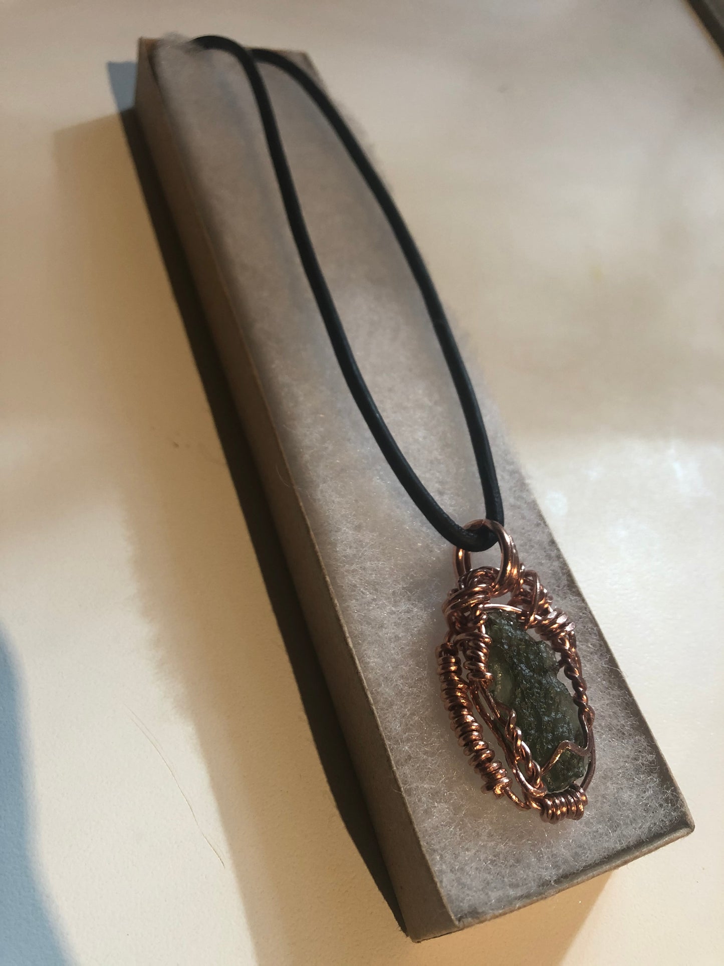 Moldavite Copper Amulet (Medium)