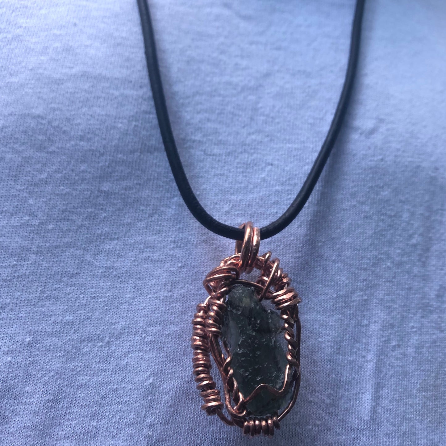 Moldavite Copper Amulet (Medium)