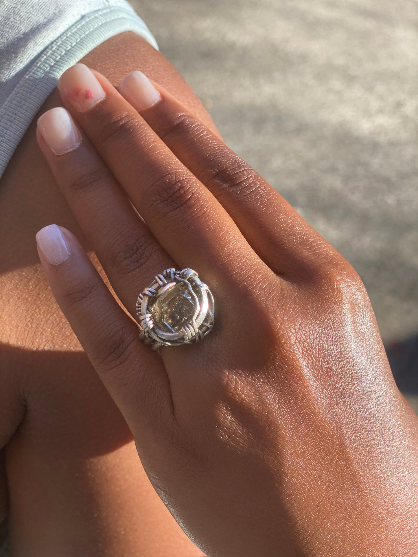Sterling Silver Herkimer Diamond Quartz Ring