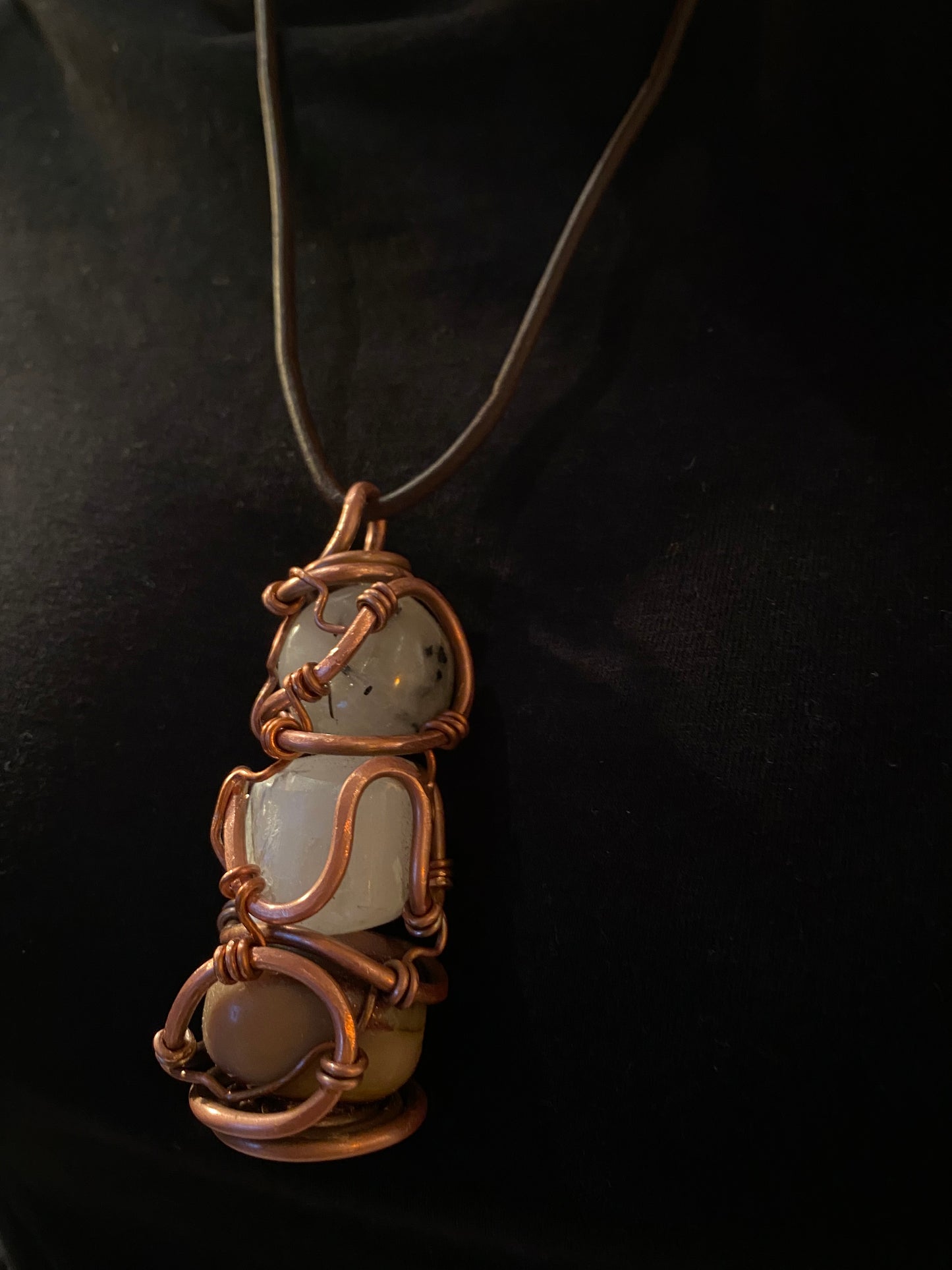 Rutilated quartz, Selenite & Tigers Eye Totem Crystal Amulet