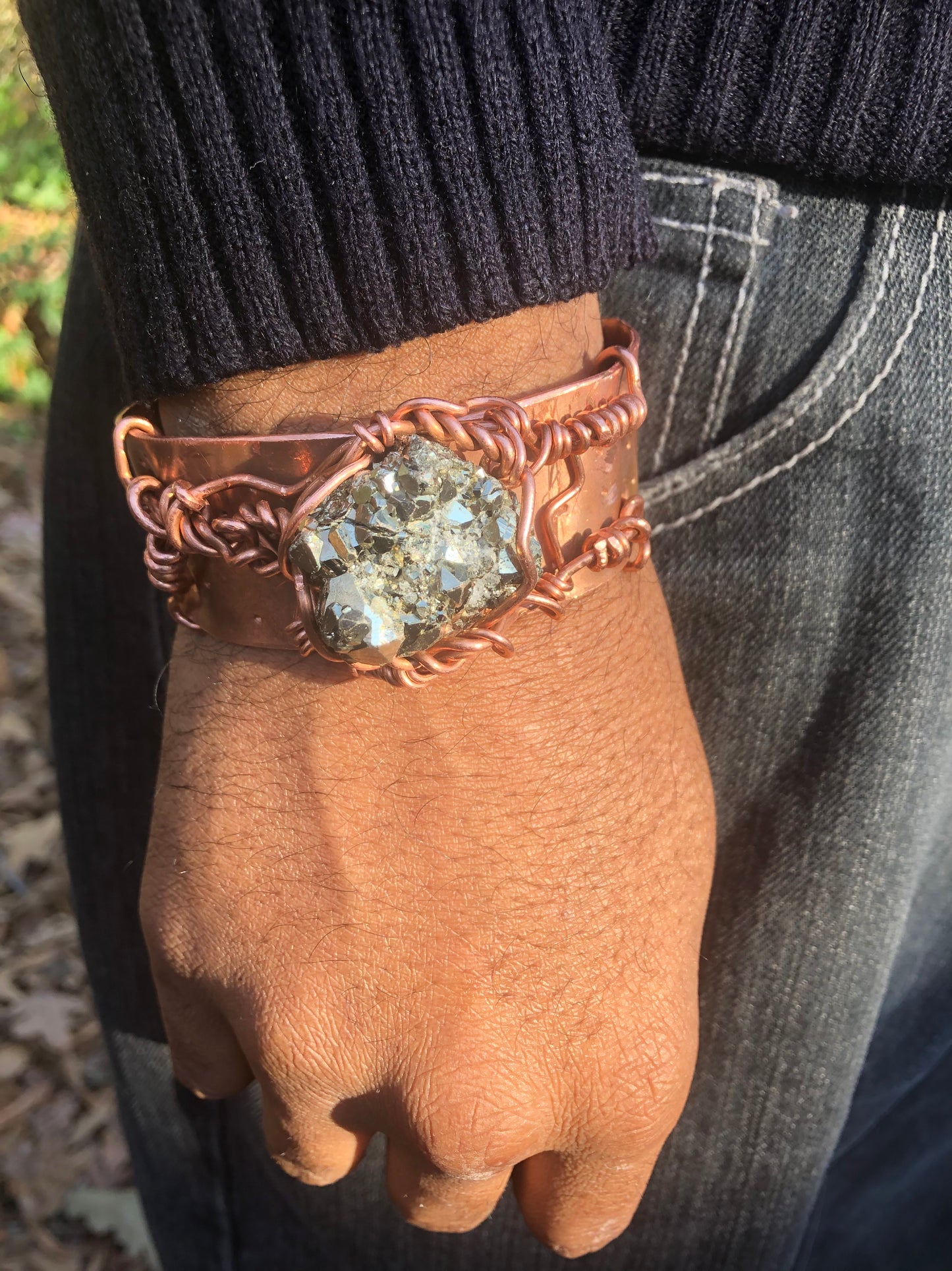 Pyrite Cosmic Copper Cuff