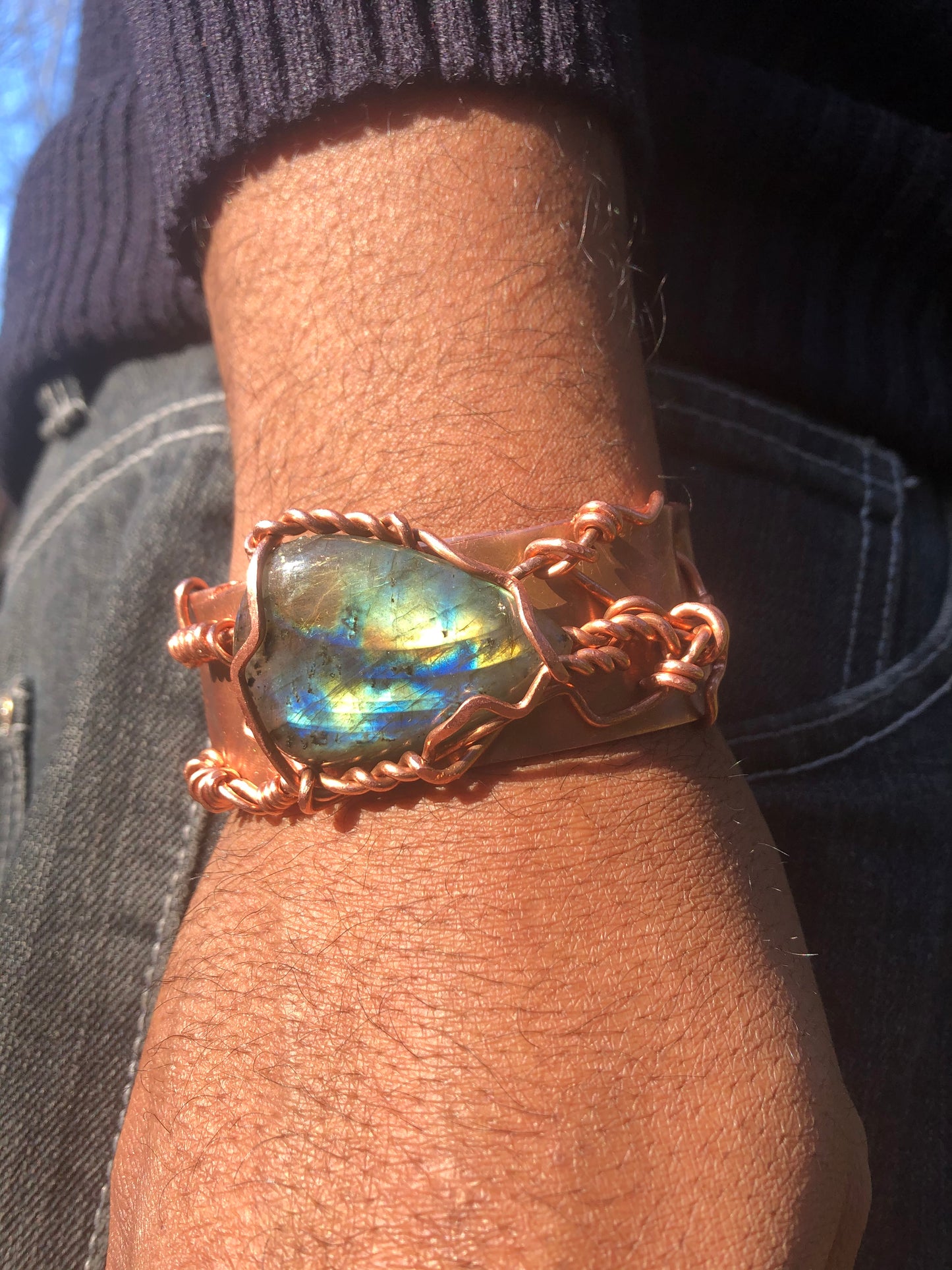 Labradorite Cosmic Copper Cuff