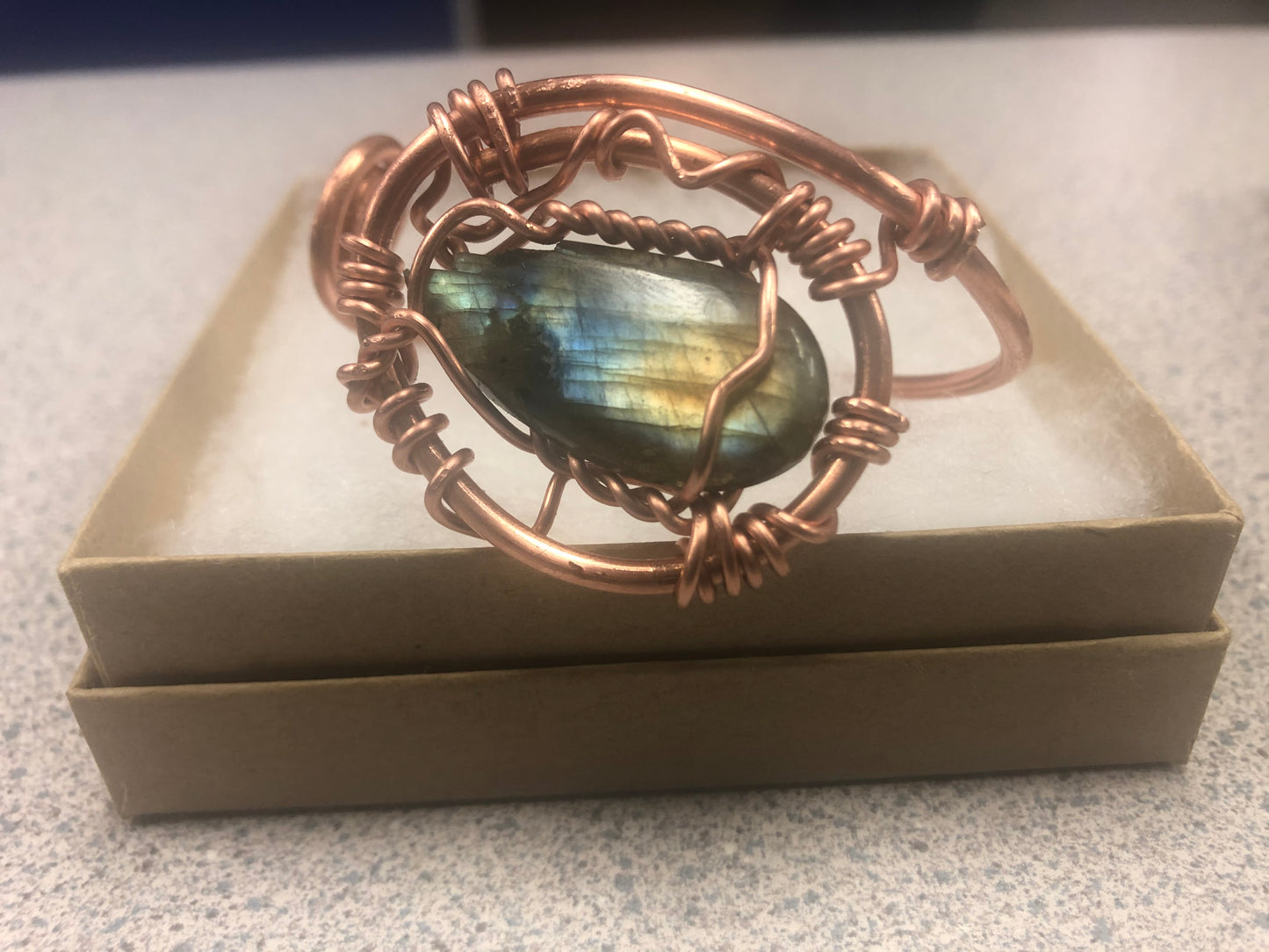 Labradorite Copper Bangle Bracelet