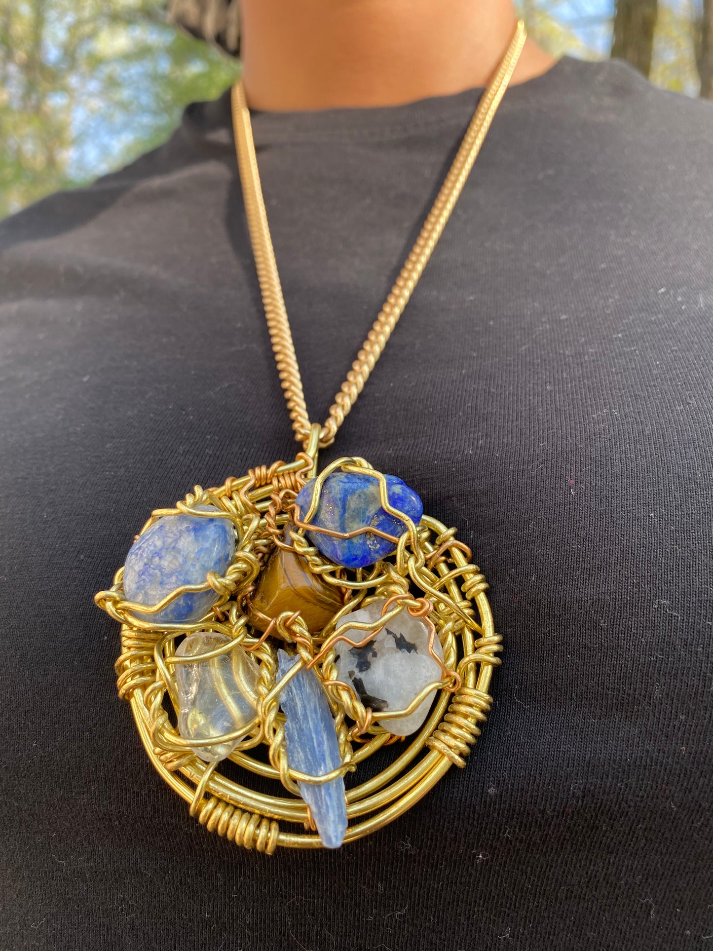 Brass Cluster Amulet Necklace