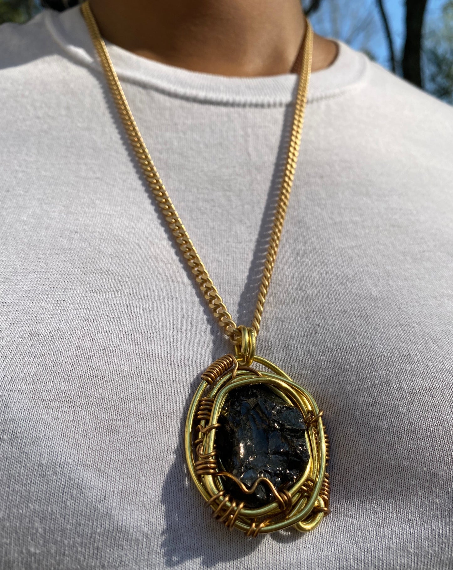Noble Elite Shungite Brass Amulet