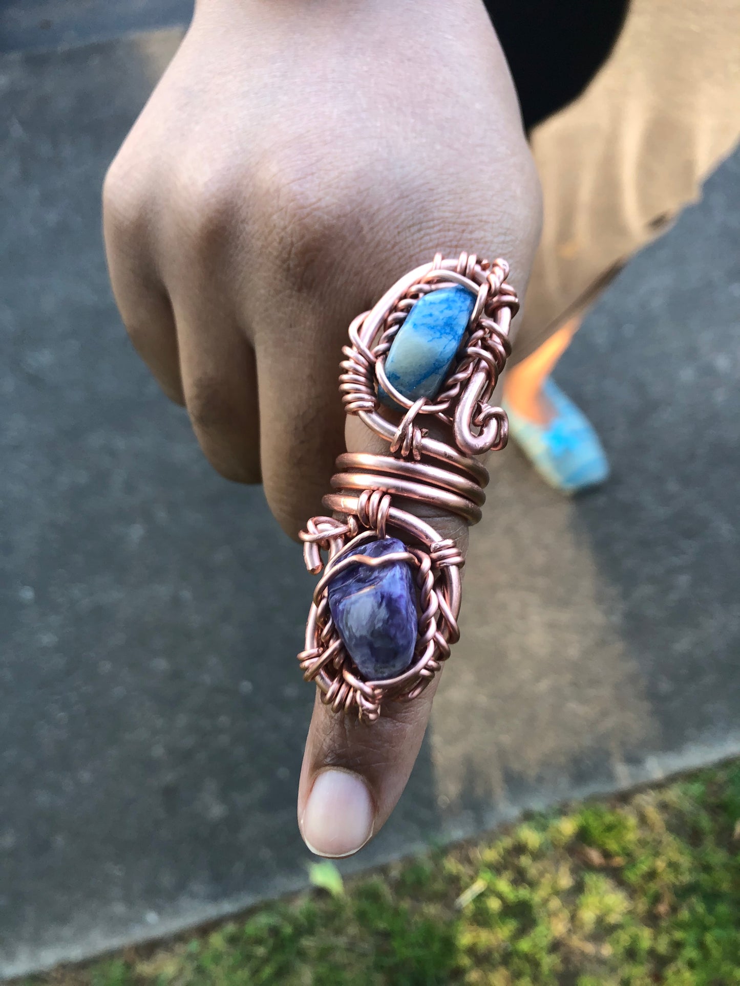 Double Stone Copper Ring
