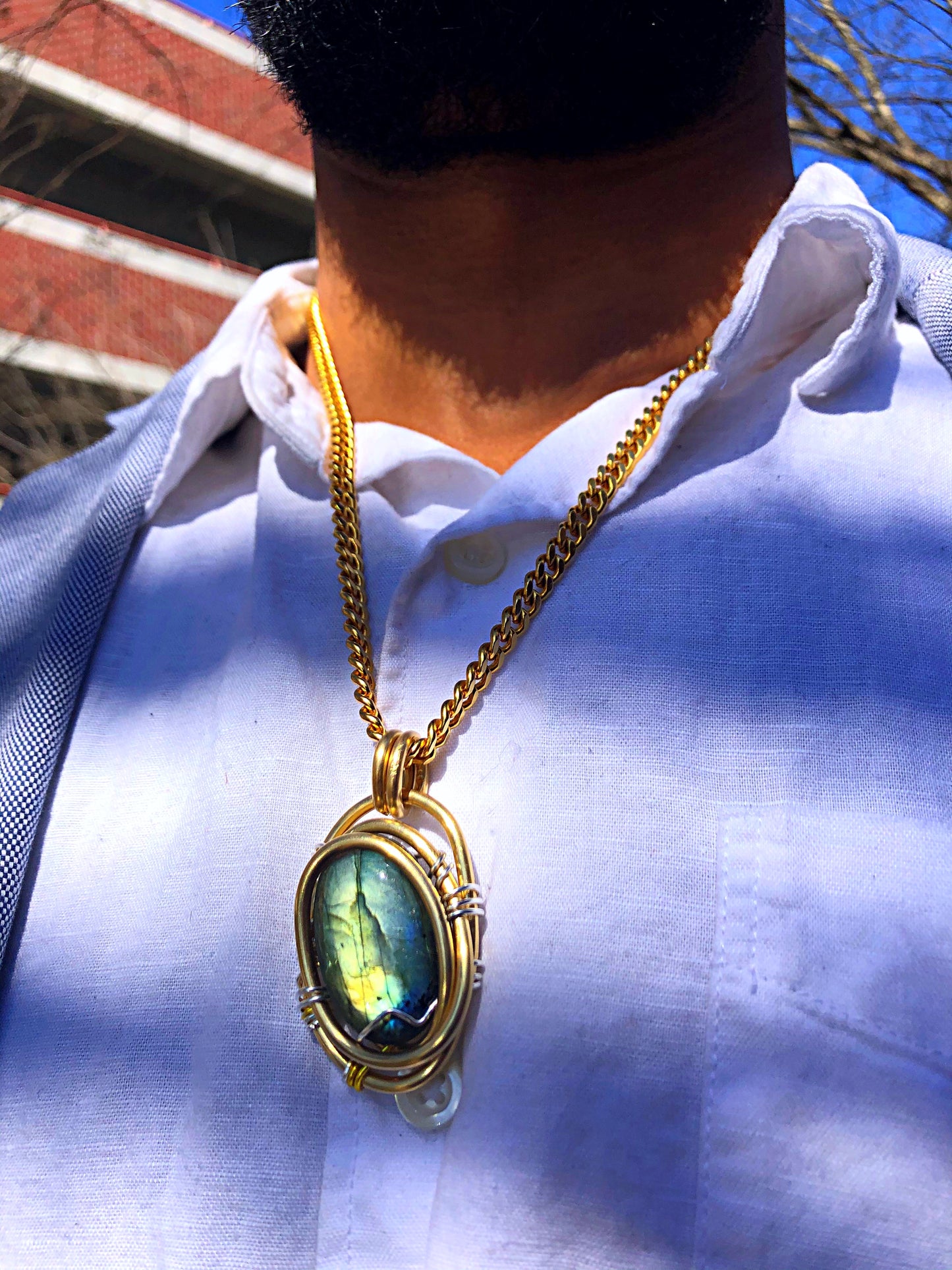 Labradorite Brass Amulet Chain