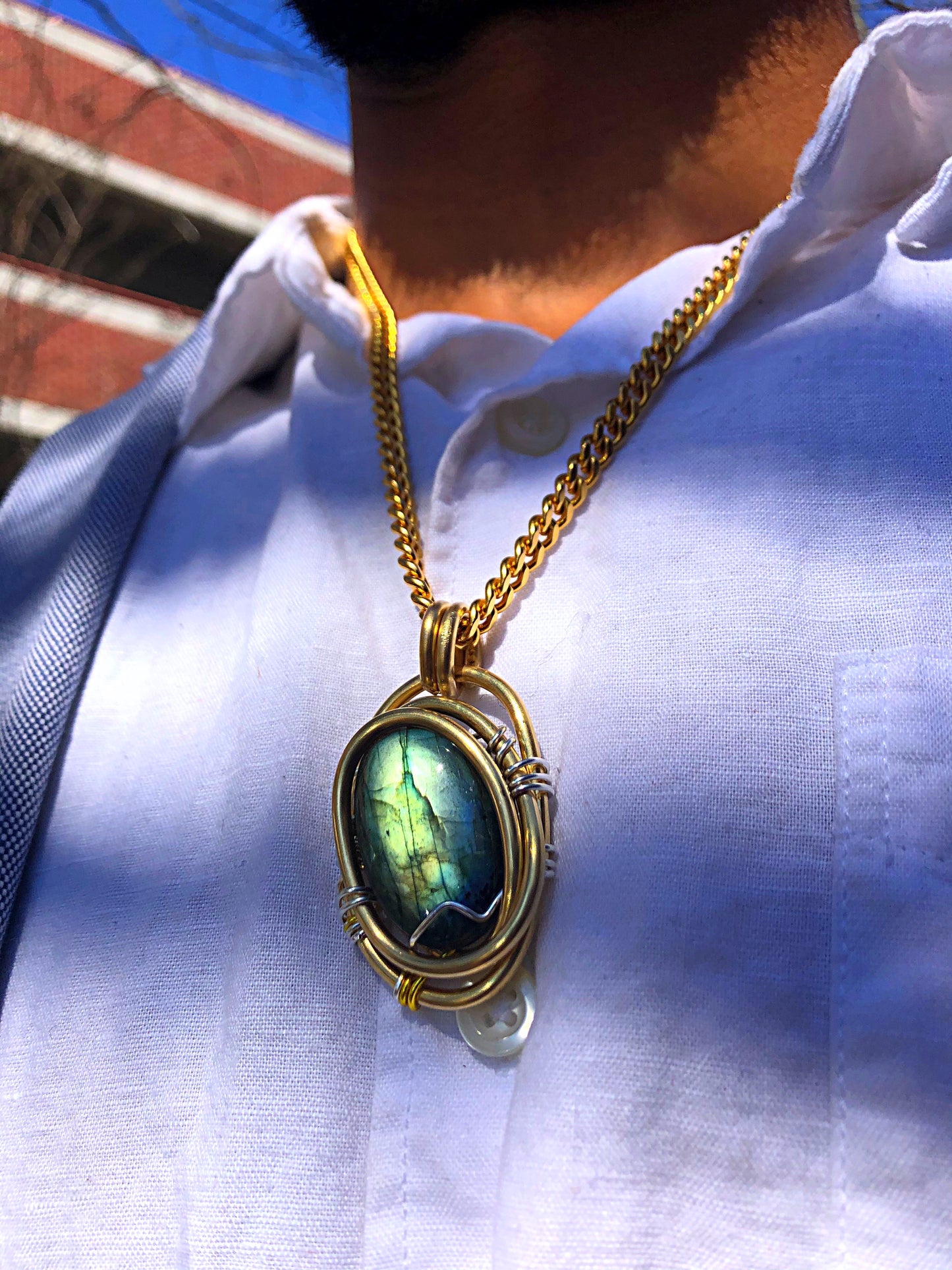 Labradorite Brass Amulet Chain