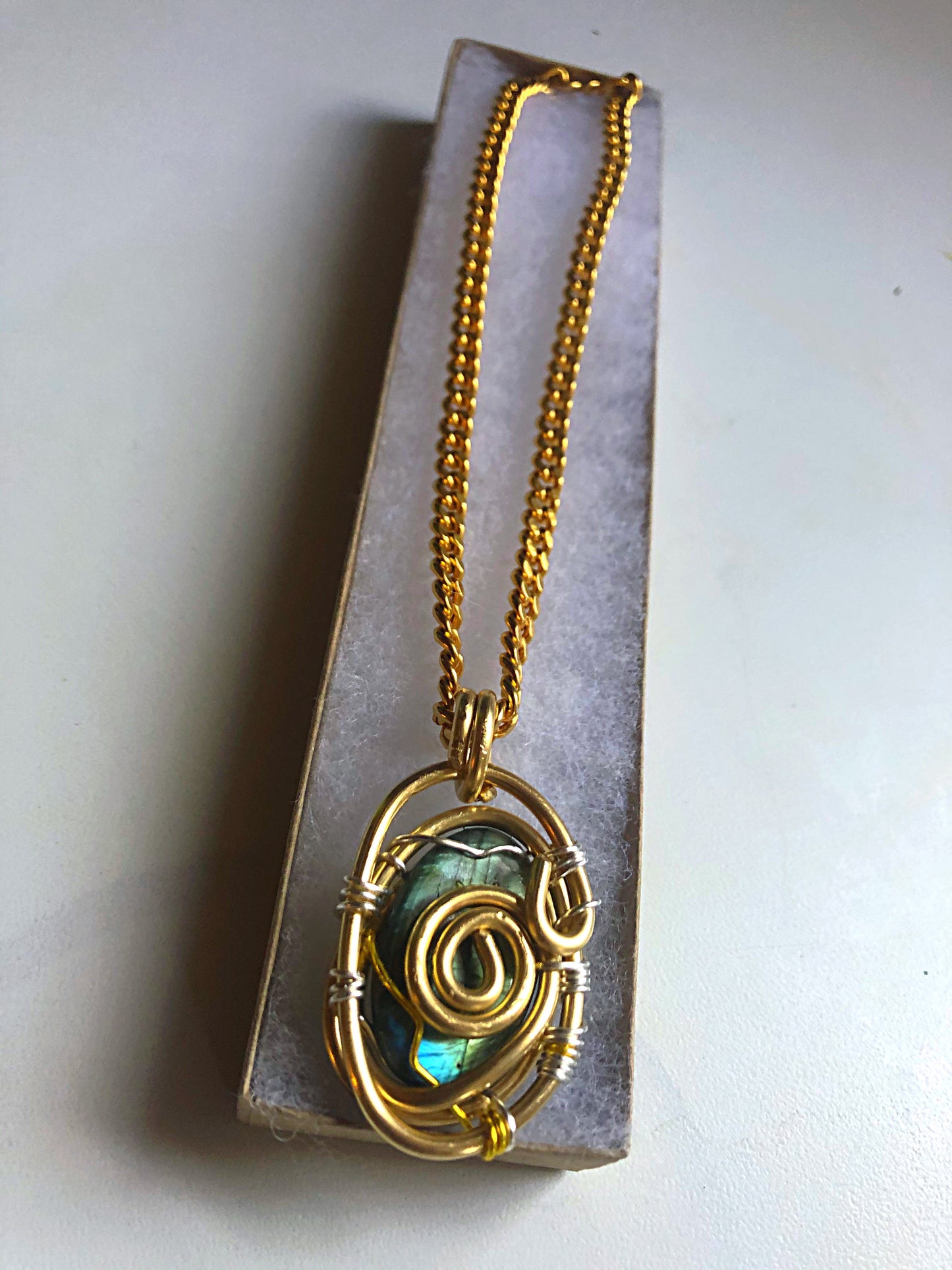 Labradorite Brass Amulet Chain