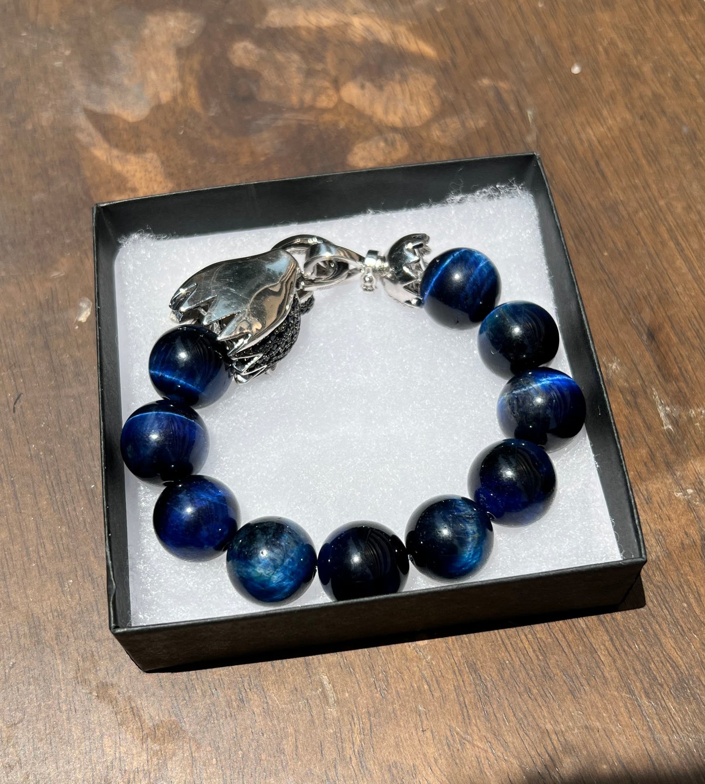 Tibetan Dark Blue Tigers Eye Dragon Bracelet