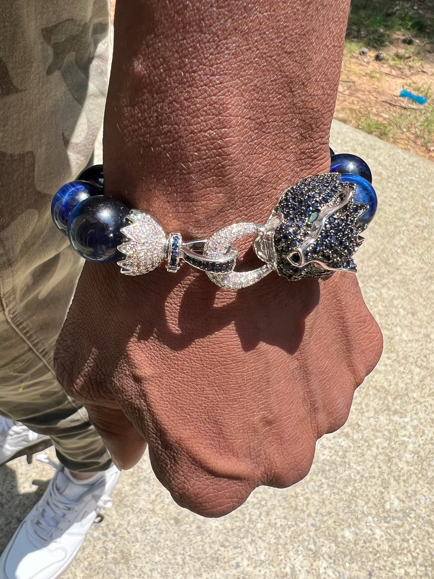 Tibetan Dark Blue Tigers Eye Dragon Bracelet