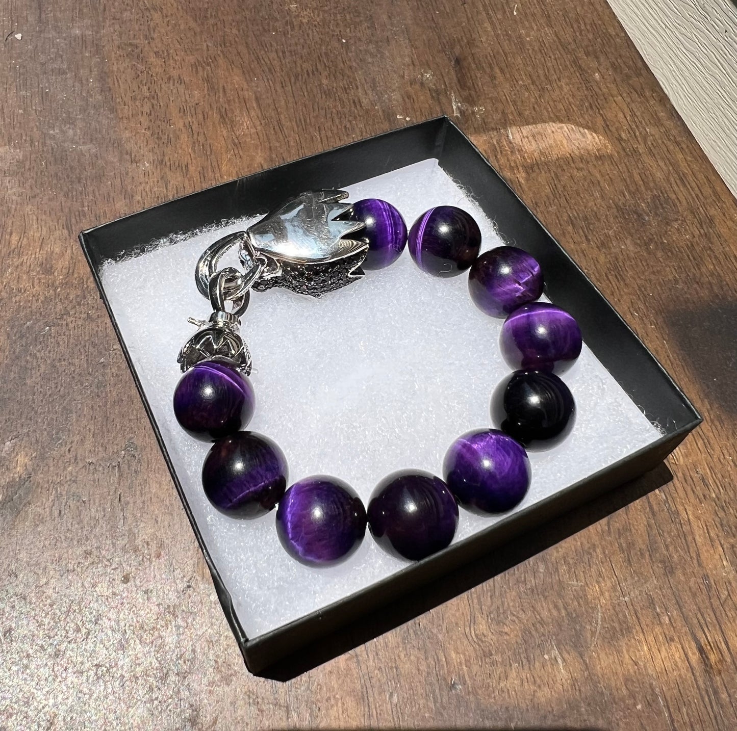 Tibetan Purple Tigers Eye Dragon Bracelet