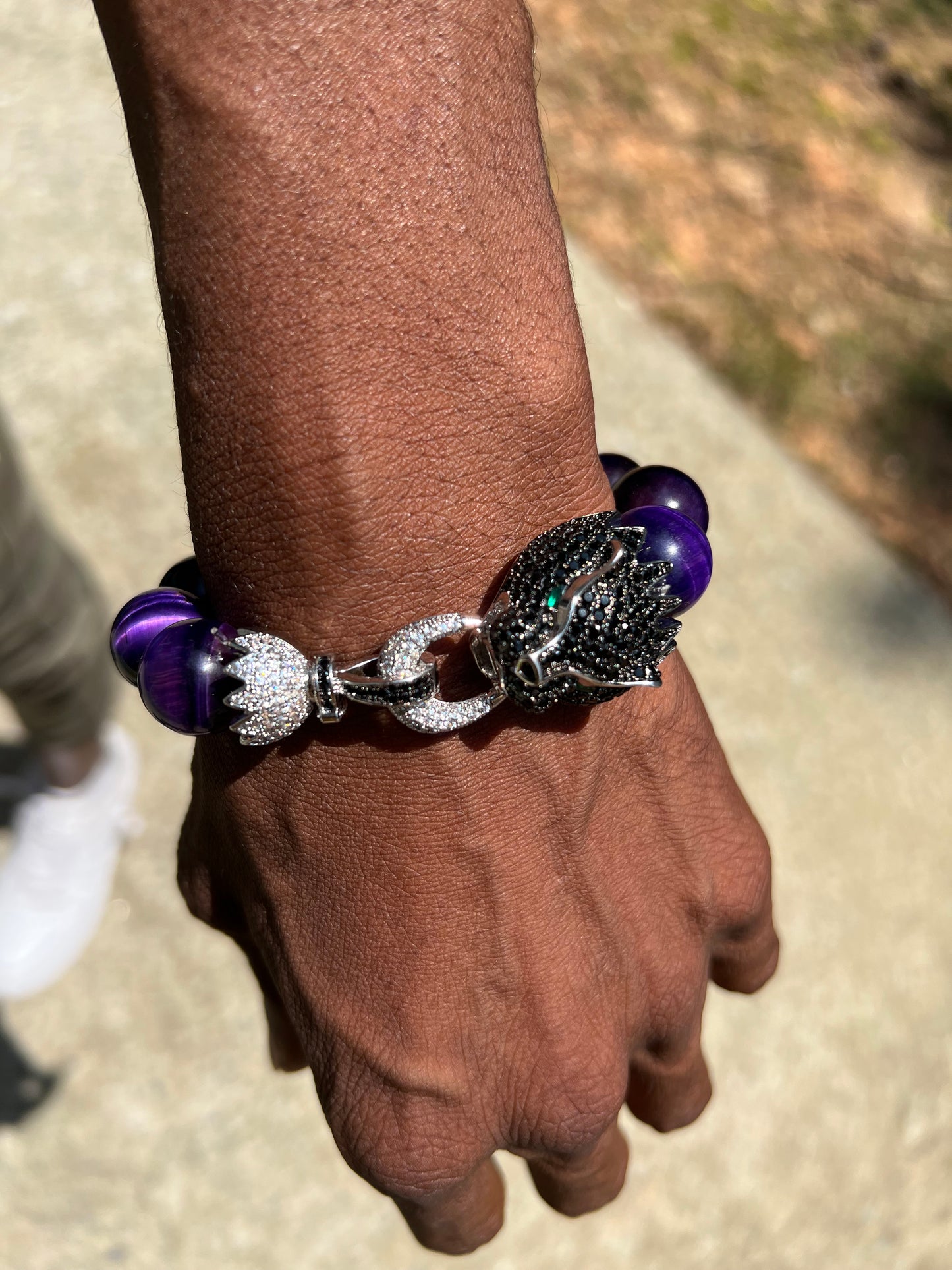 Tibetan Purple Tigers Eye Dragon Bracelet