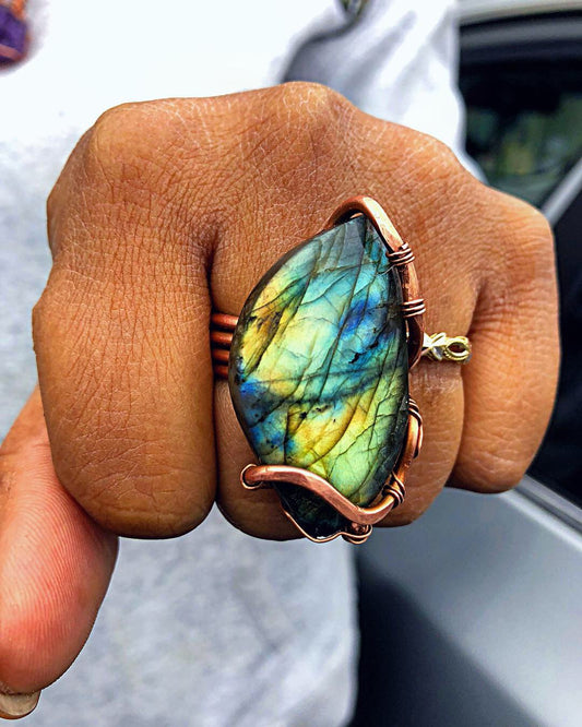 Labradorite Copper Harmony Ring