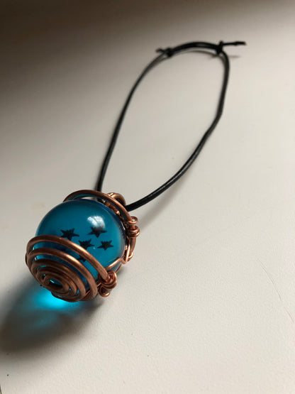 Dragon Ball Blue 6 Copper Necklace