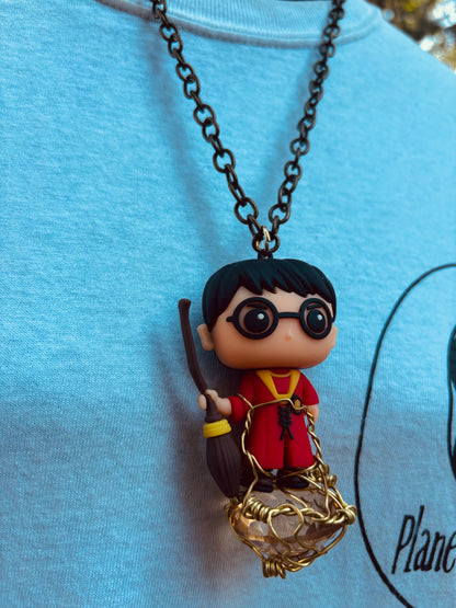 Harry Potter Brass Faceted Cut Diamond Glass Necklace
