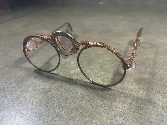 Rose Quartz Copper Frame Glasses