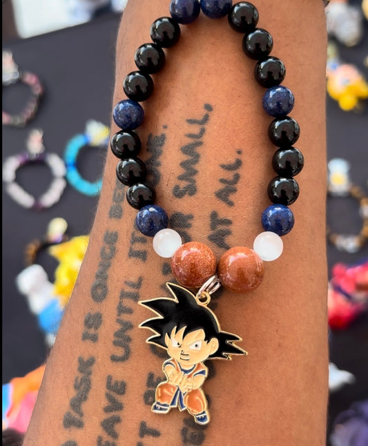 Goku Goldstone, Lapis Lazuli, and Black Onyx Bracelet